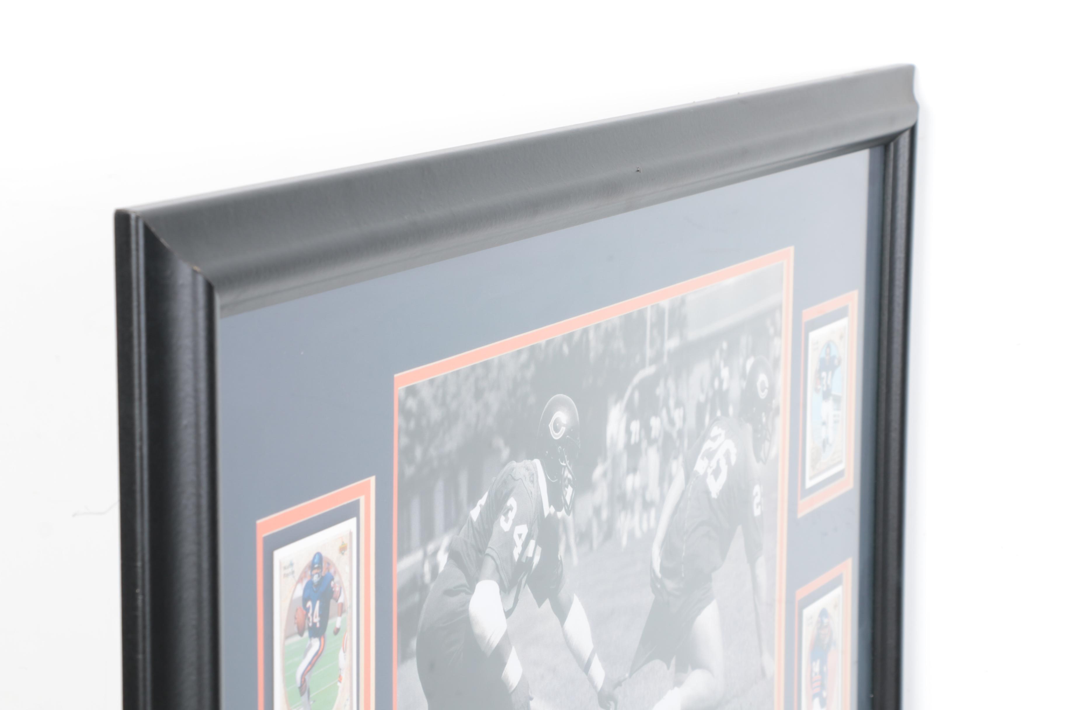 Walter Payton Football Card Display With Photographer-Signed "Pantsing" Photo