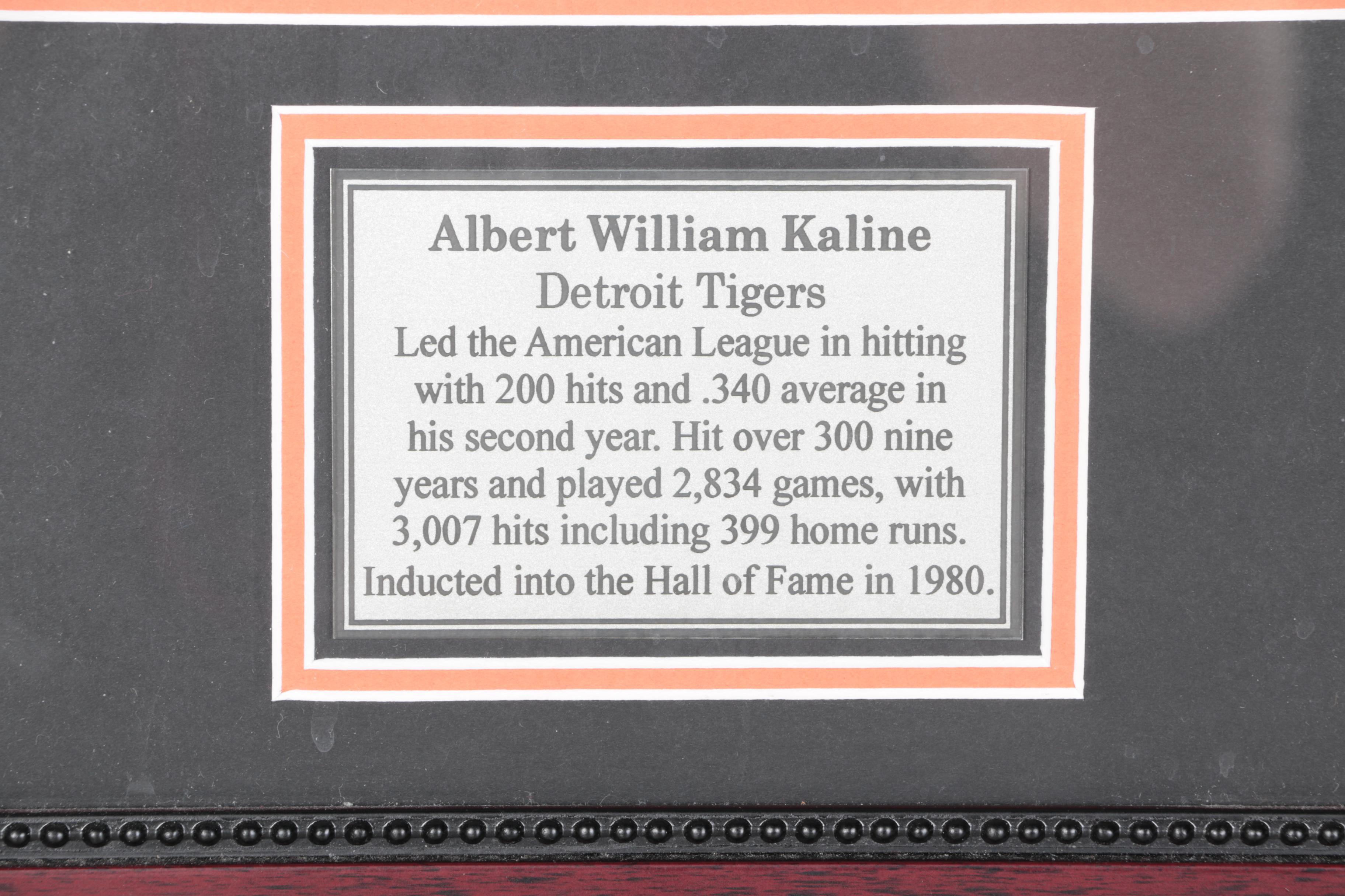 Al Kaline Signed Photo in Framed Display