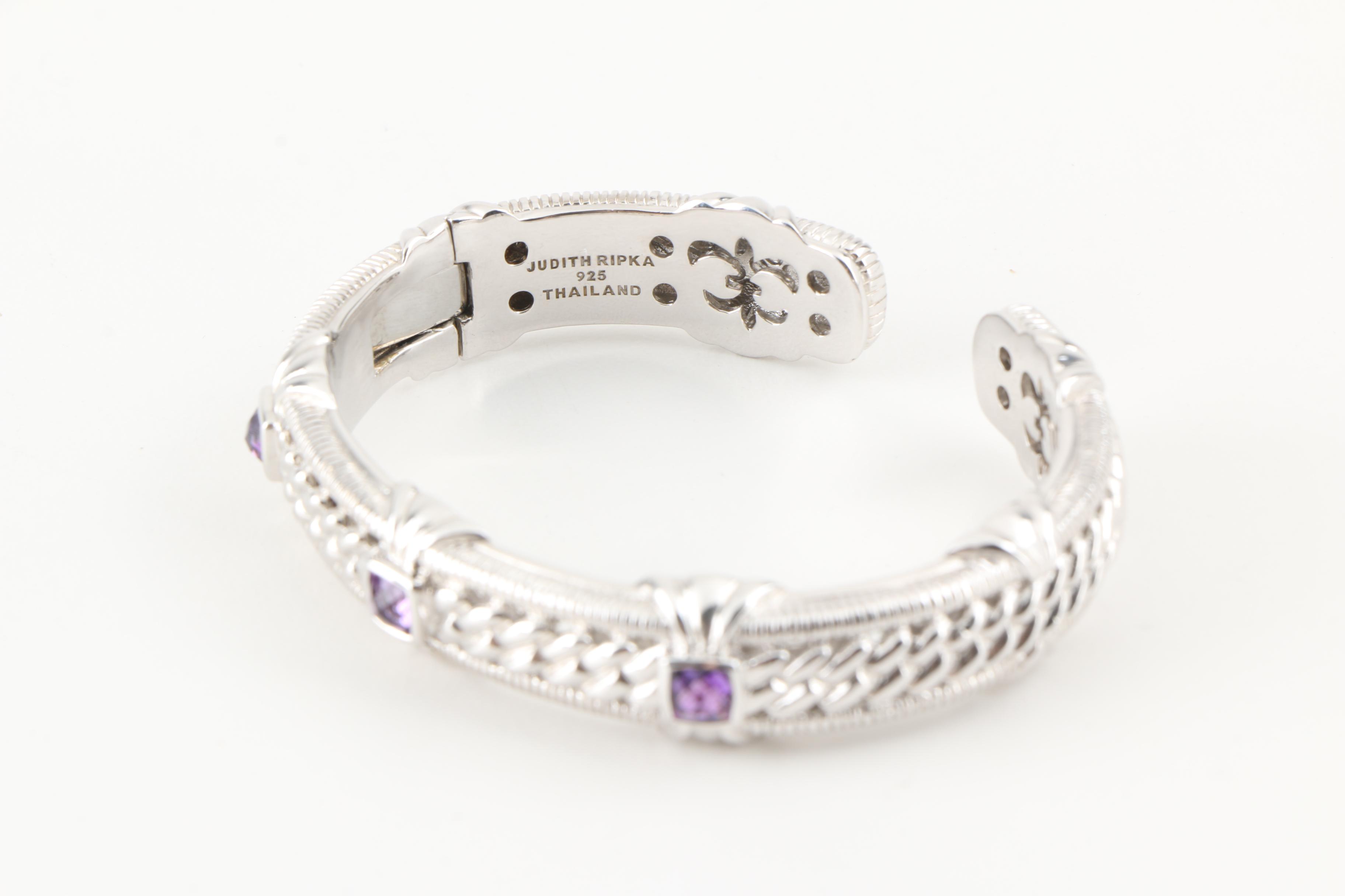 Judith Ripka Sterling Silver Amethyst Cuff Bracelet