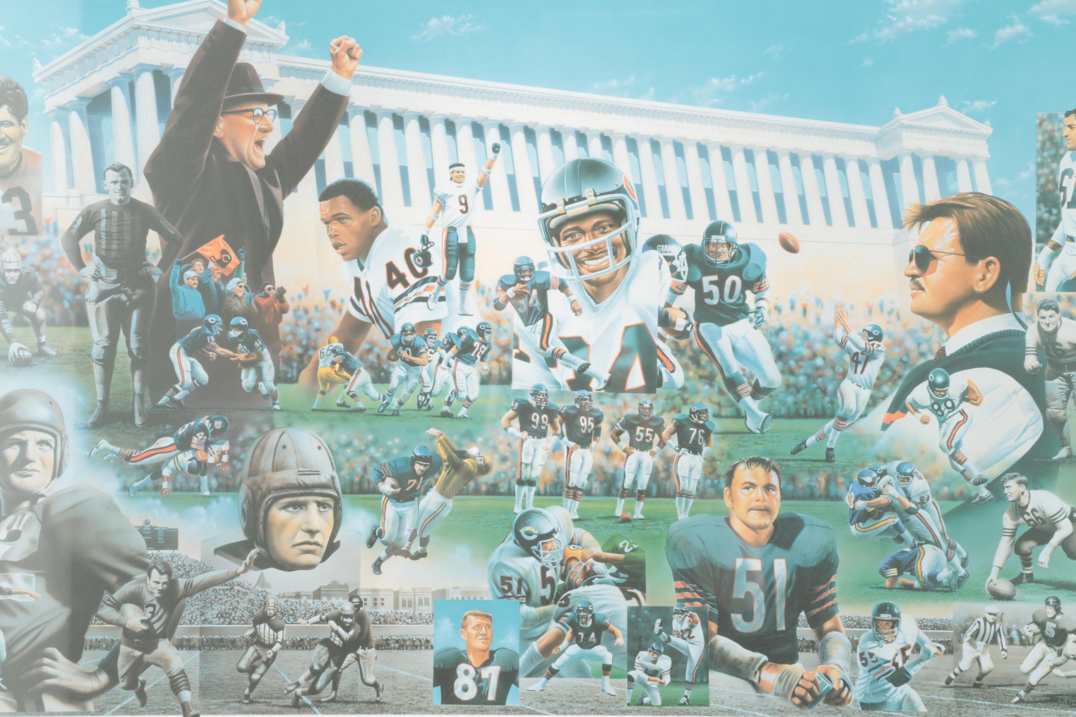 Chicago Bears Signed 75th Anniversary Offset Lithograph