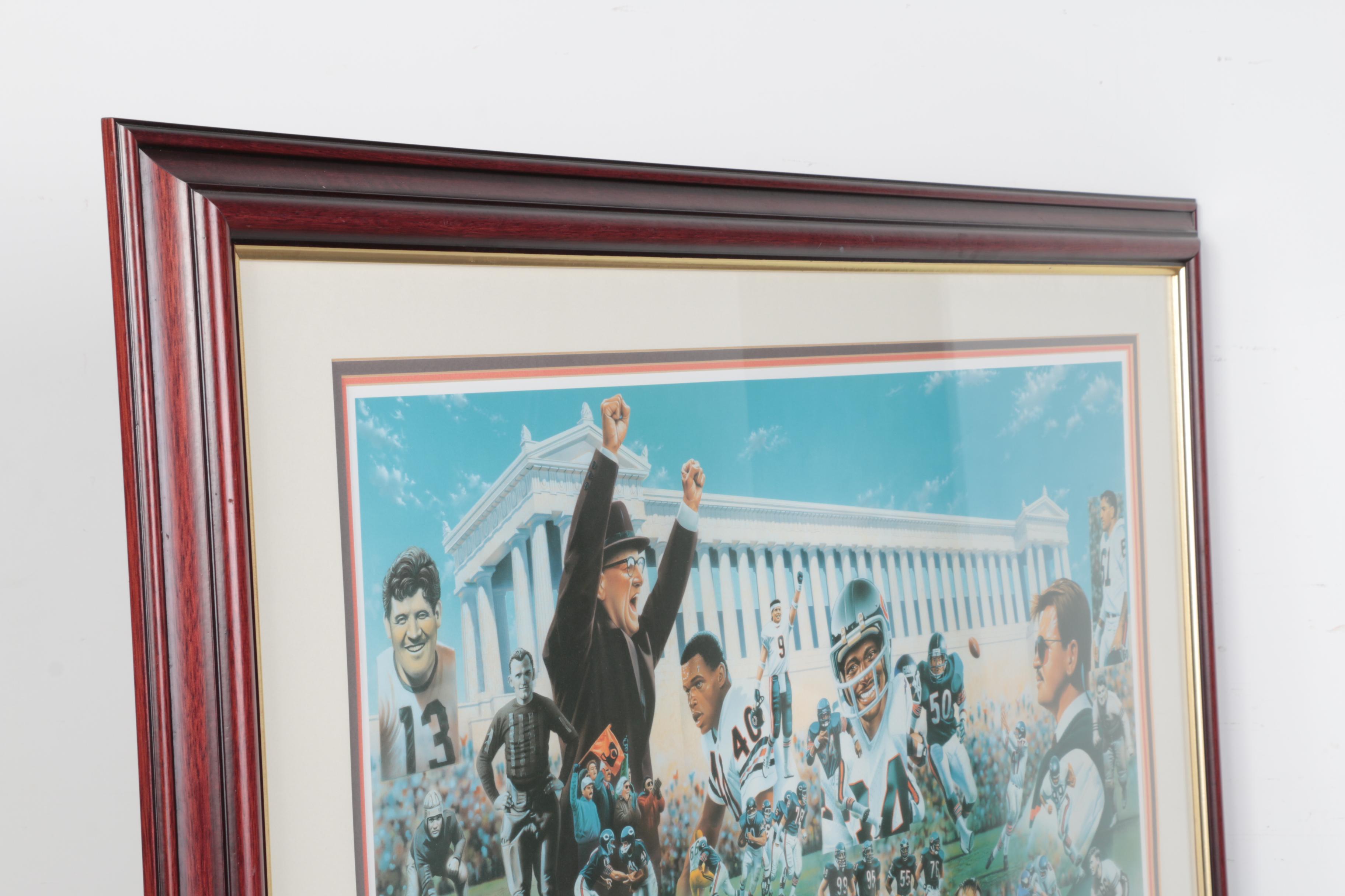 Chicago Bears Signed 75th Anniversary Offset Lithograph