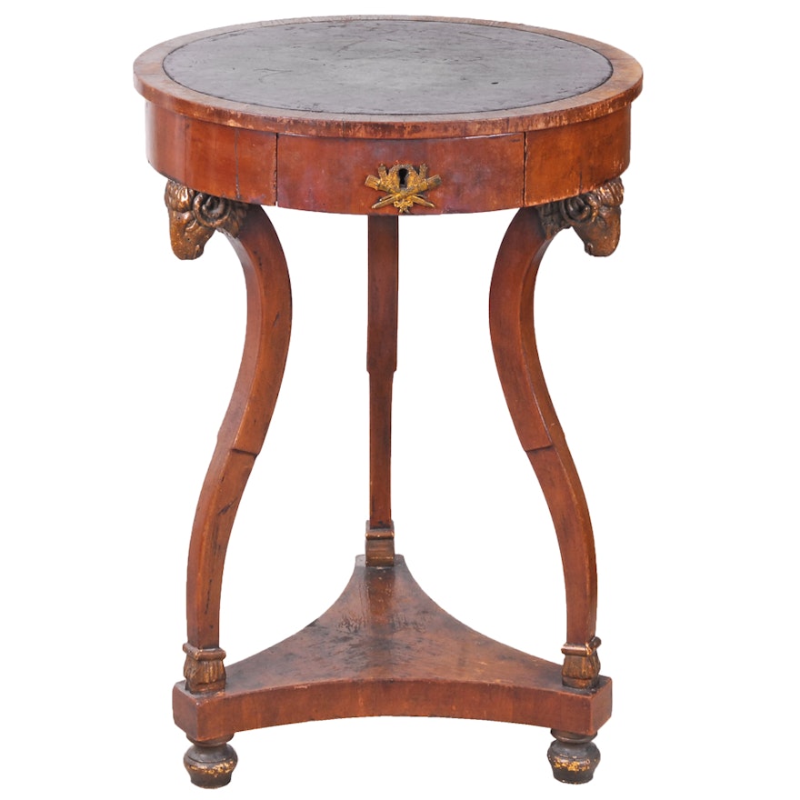 Antique Regency Walnut Ram Head Accent Table