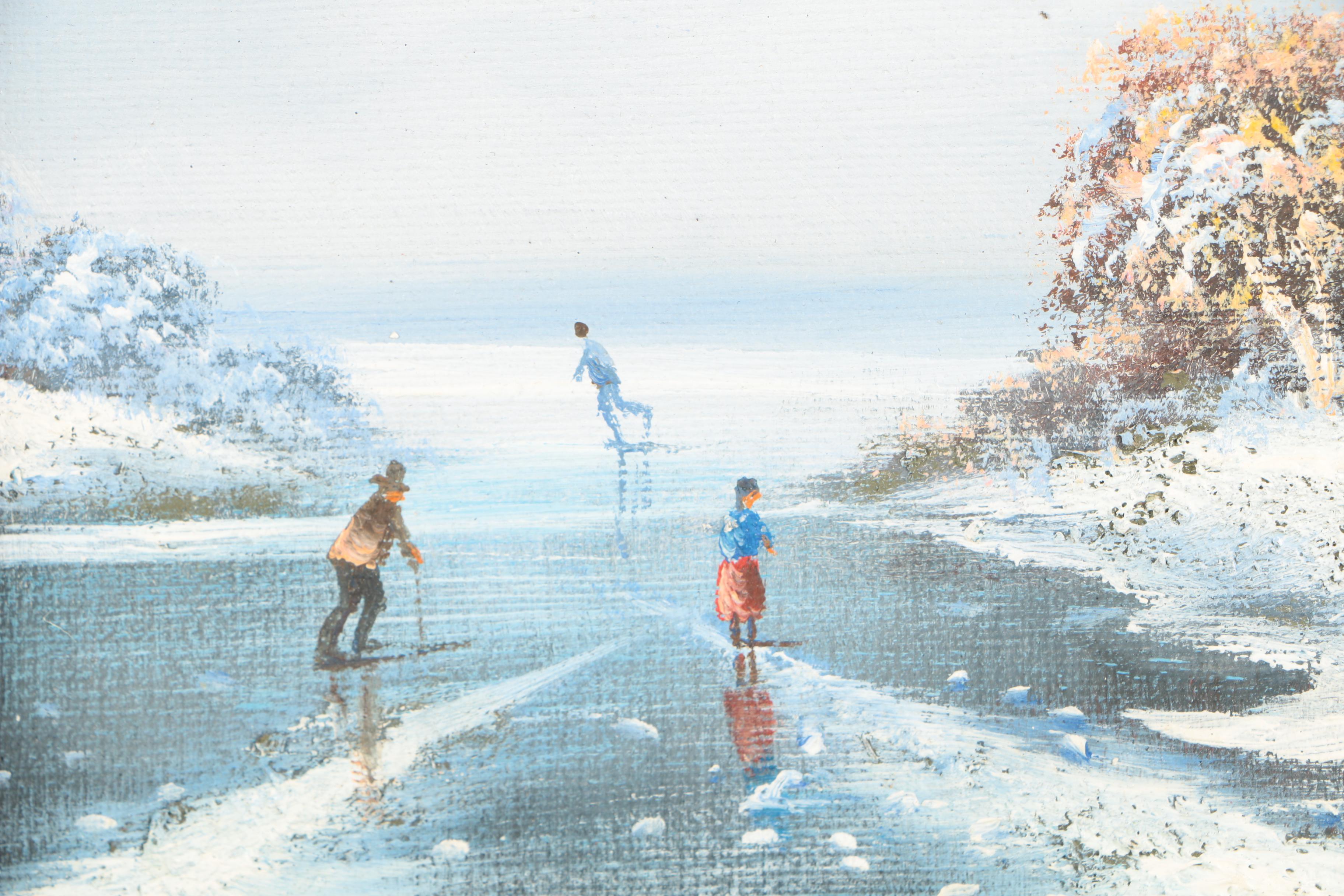 W. Chapman Oil Painting of a Wintry Landscape