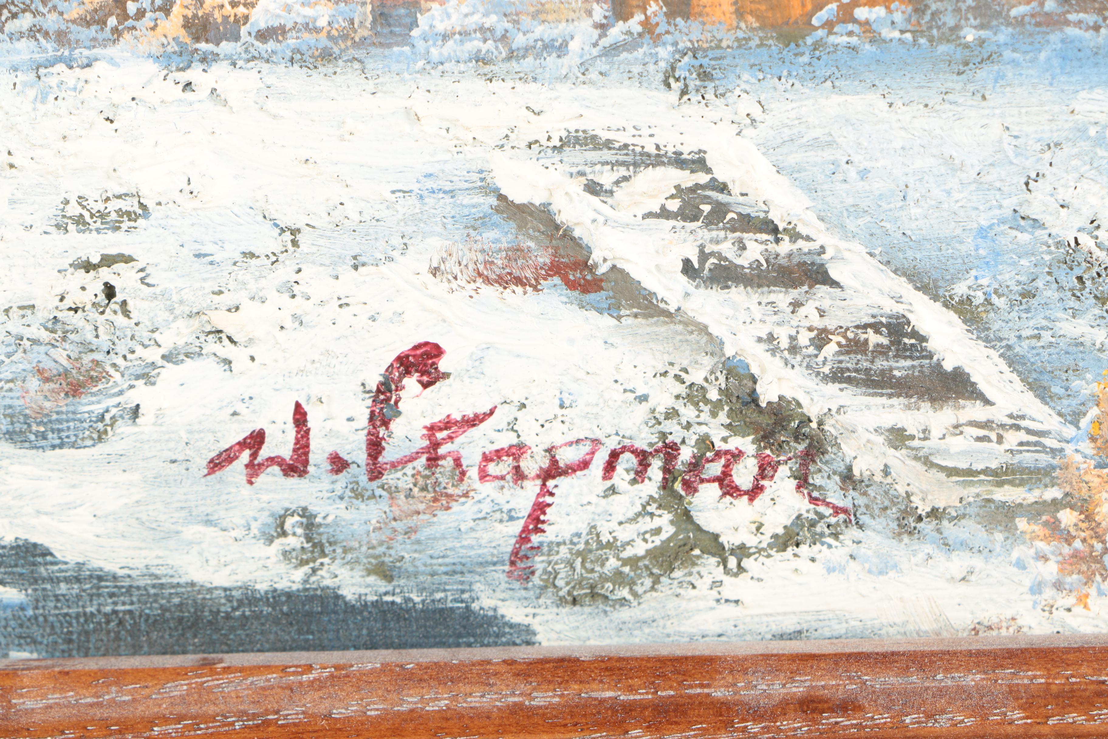 W. Chapman Oil Painting of a Wintry Landscape
