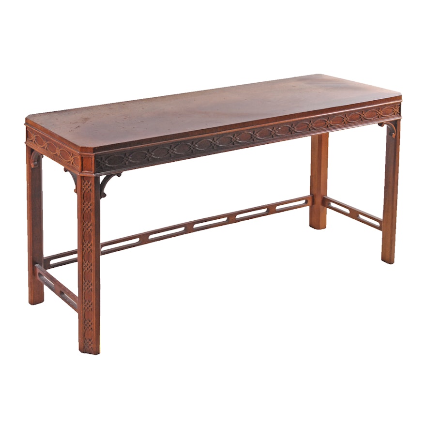 Chinese Chippendale Style Mahogany Console Table