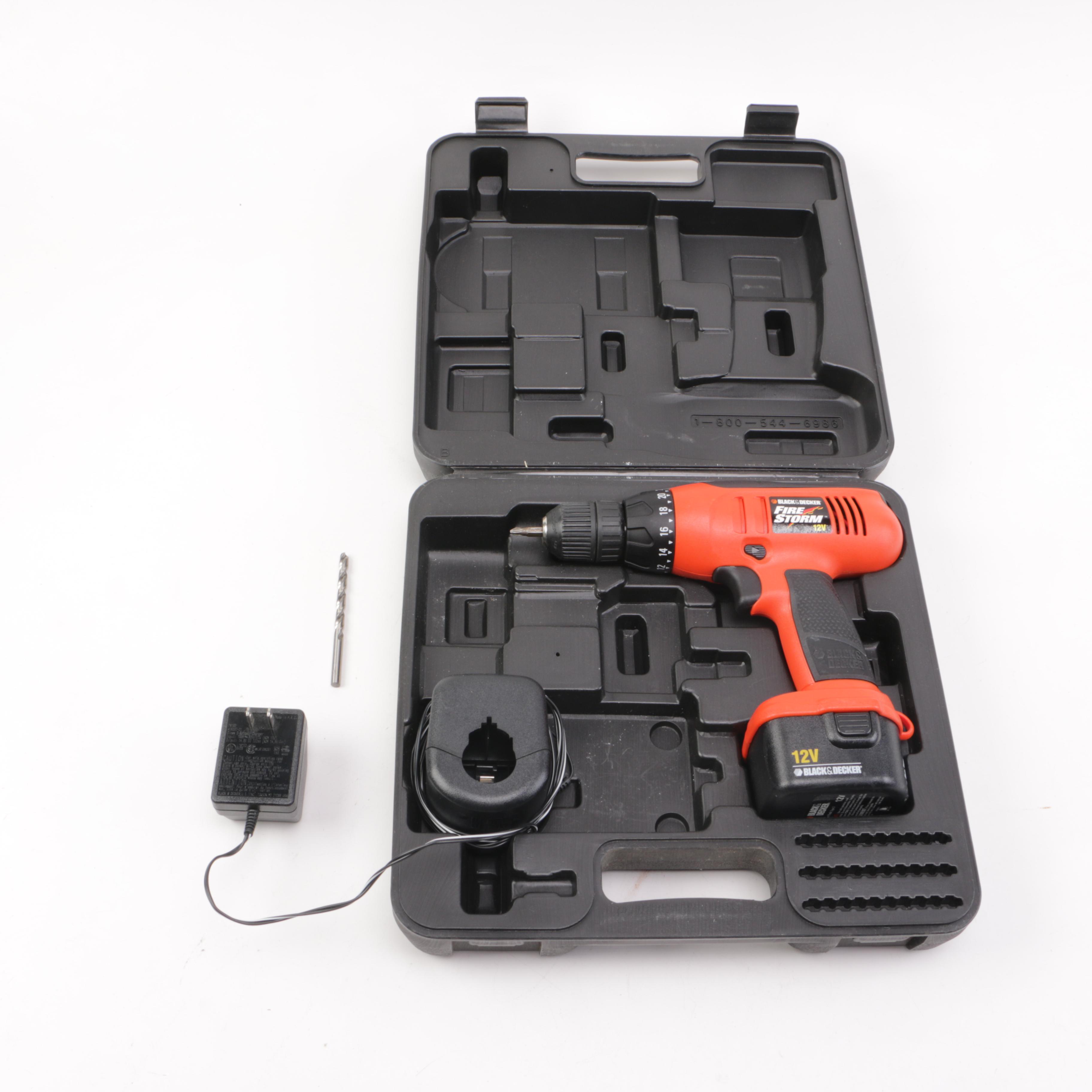 Black & Decker "Fire Storm" 12V Power Drill Set