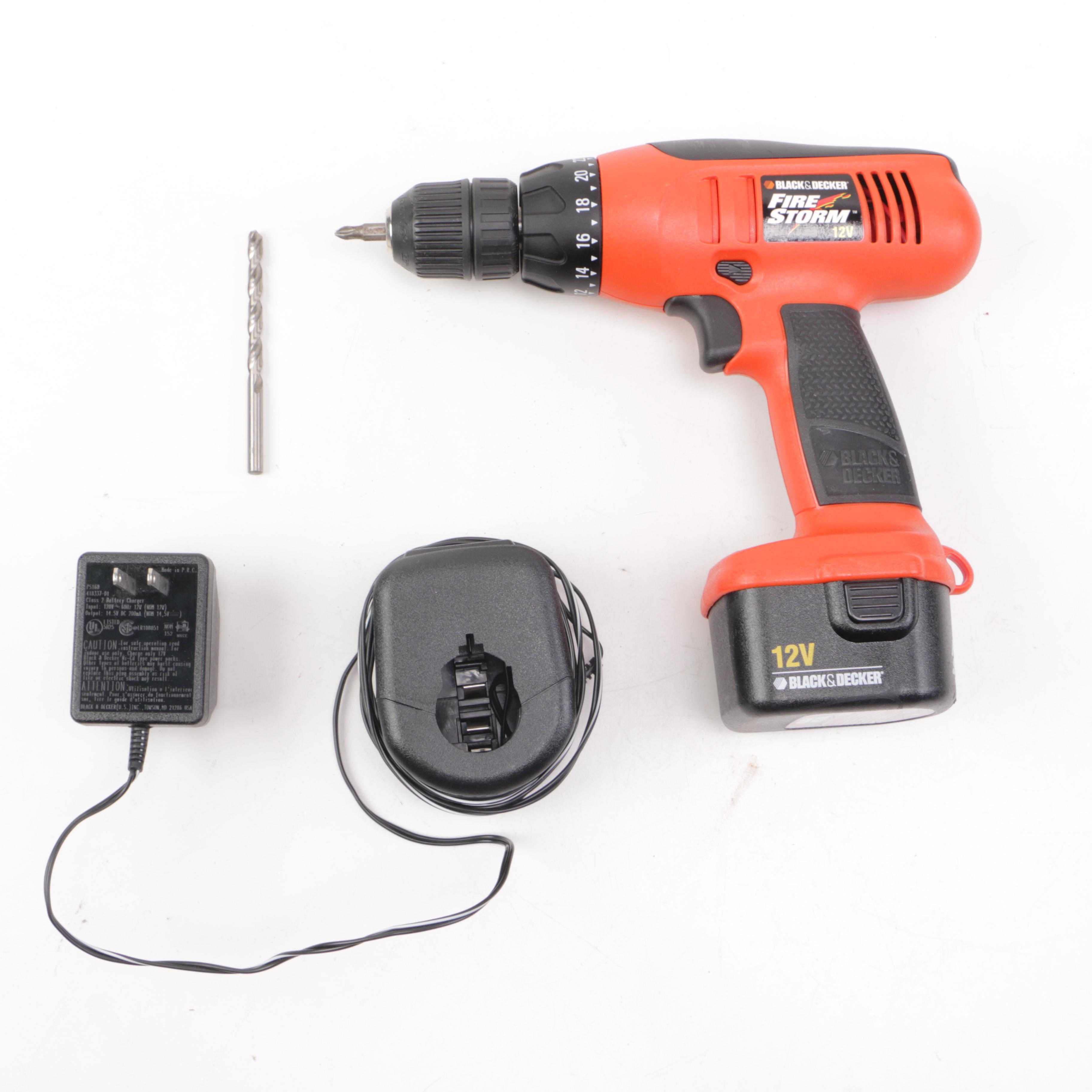 Black & Decker "Fire Storm" 12V Power Drill Set