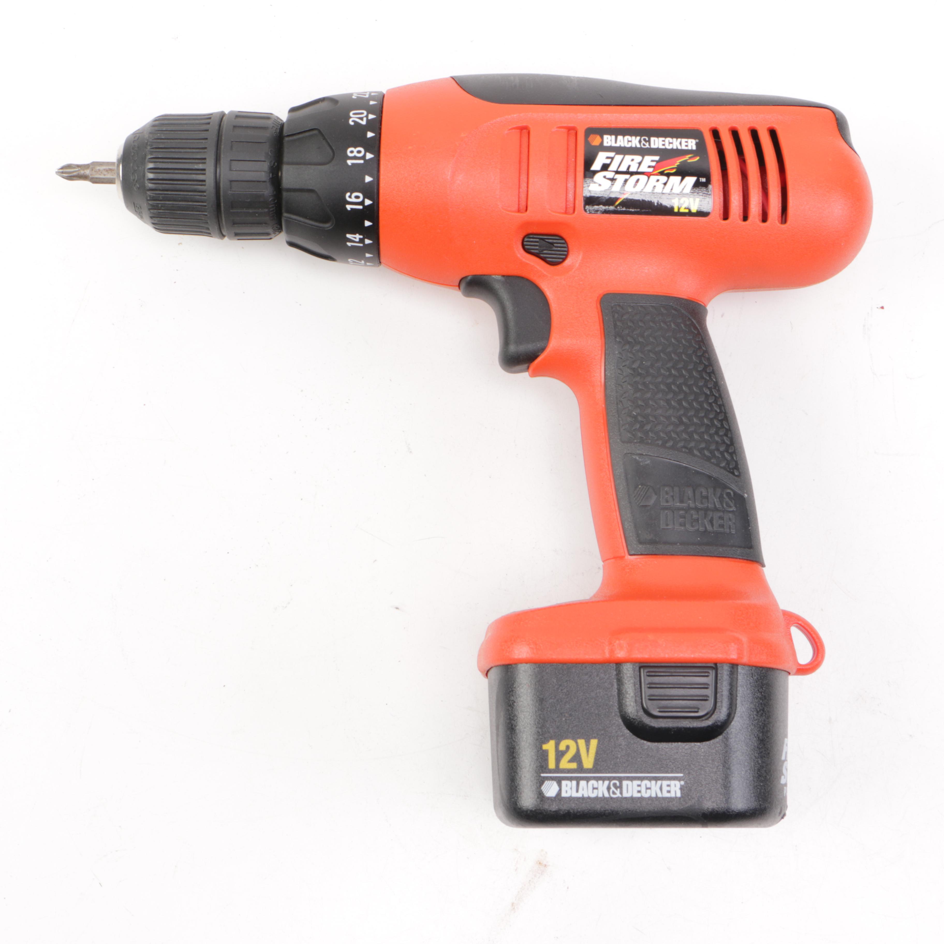 Black & Decker "Fire Storm" 12V Power Drill Set