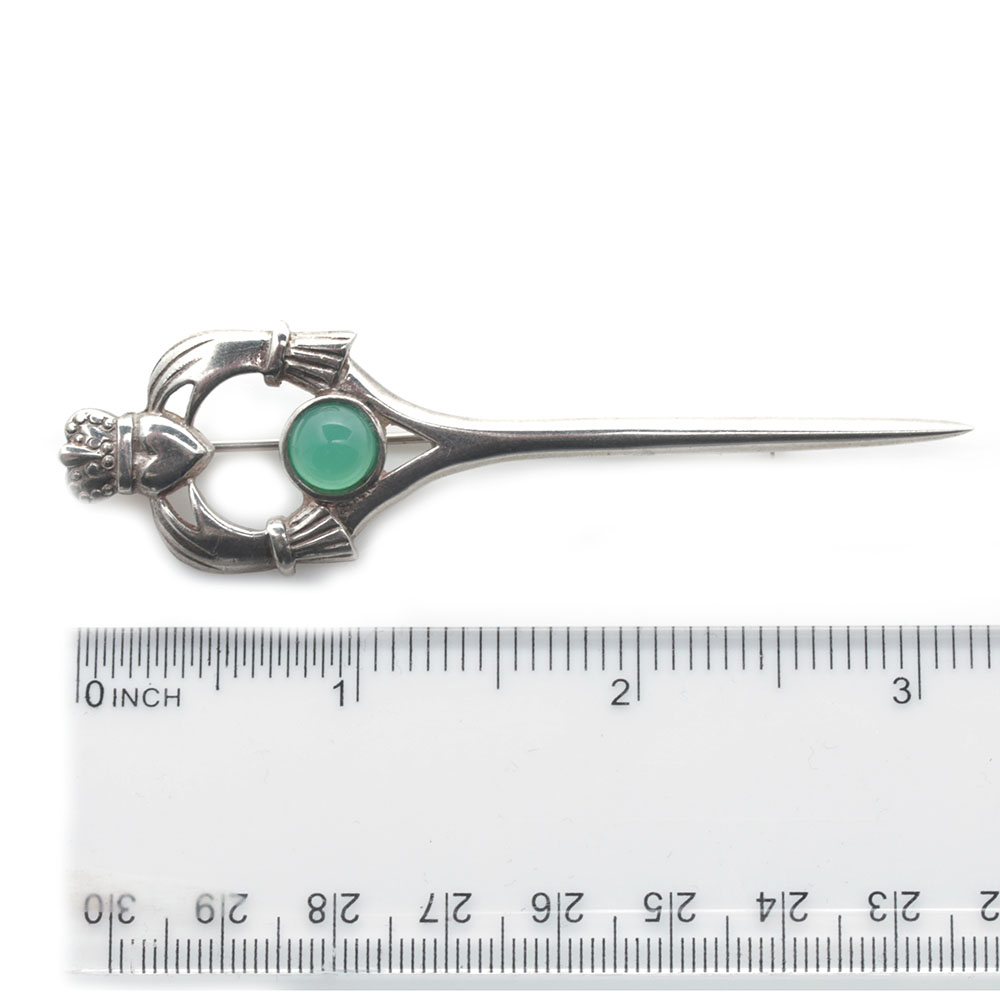 Vintage Edinburg Sterling Silver Chalcedony Claddagh (fáinne Chladaigh) Brooch