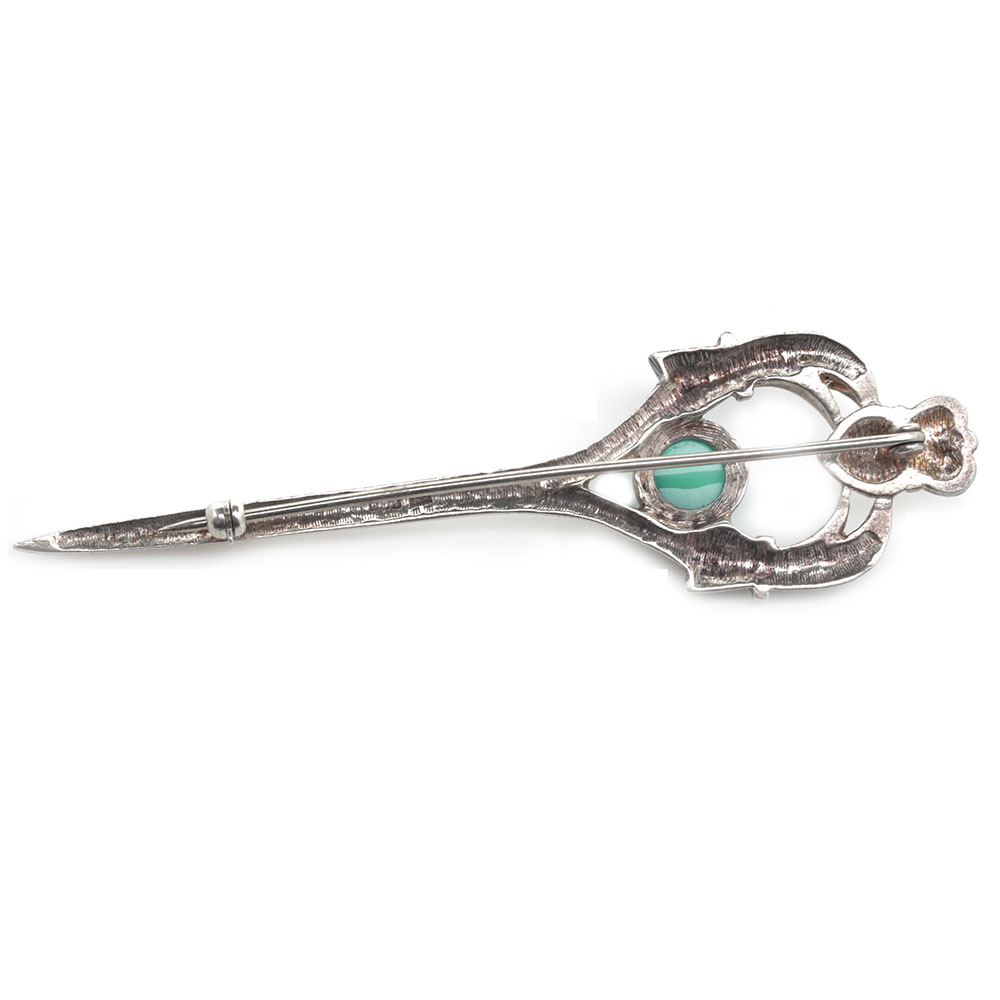 Vintage Edinburg Sterling Silver Chalcedony Claddagh (fáinne Chladaigh) Brooch