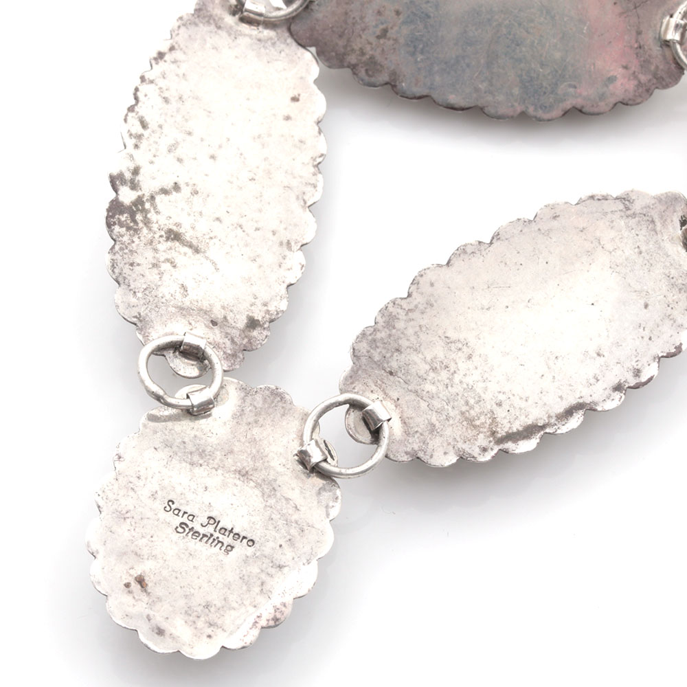 Sara Platero Navajo Diné Sterling Silver Black Onyx Concho Necklace