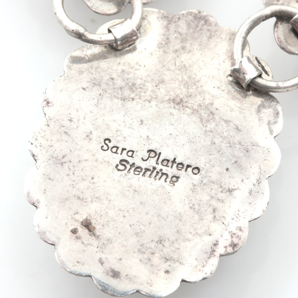 Sara Platero Navajo Diné Sterling Silver Black Onyx Concho Necklace