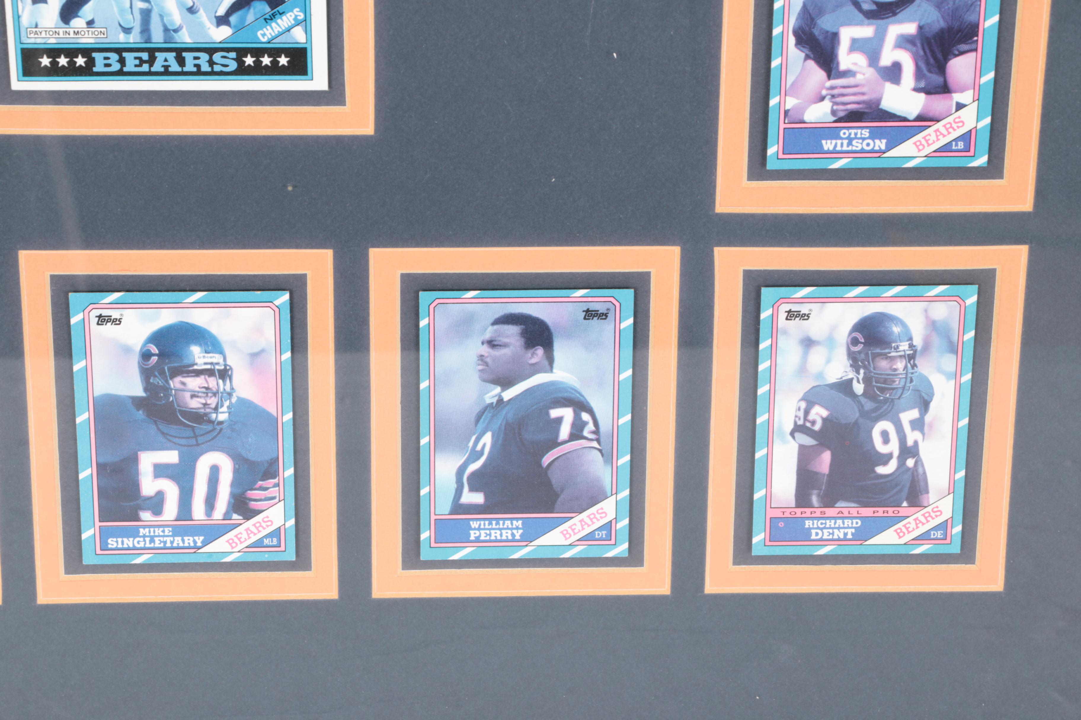 Framed Chicago Bears Newspaper and Cards