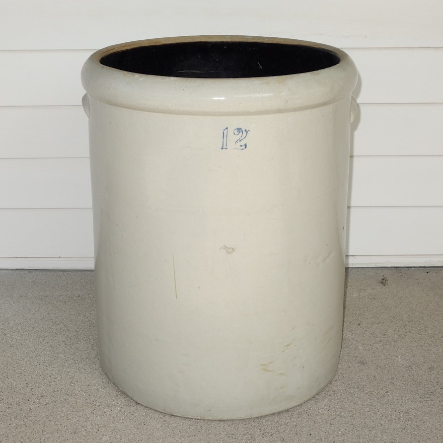 Antique 12 Gallon Stoneware Crock