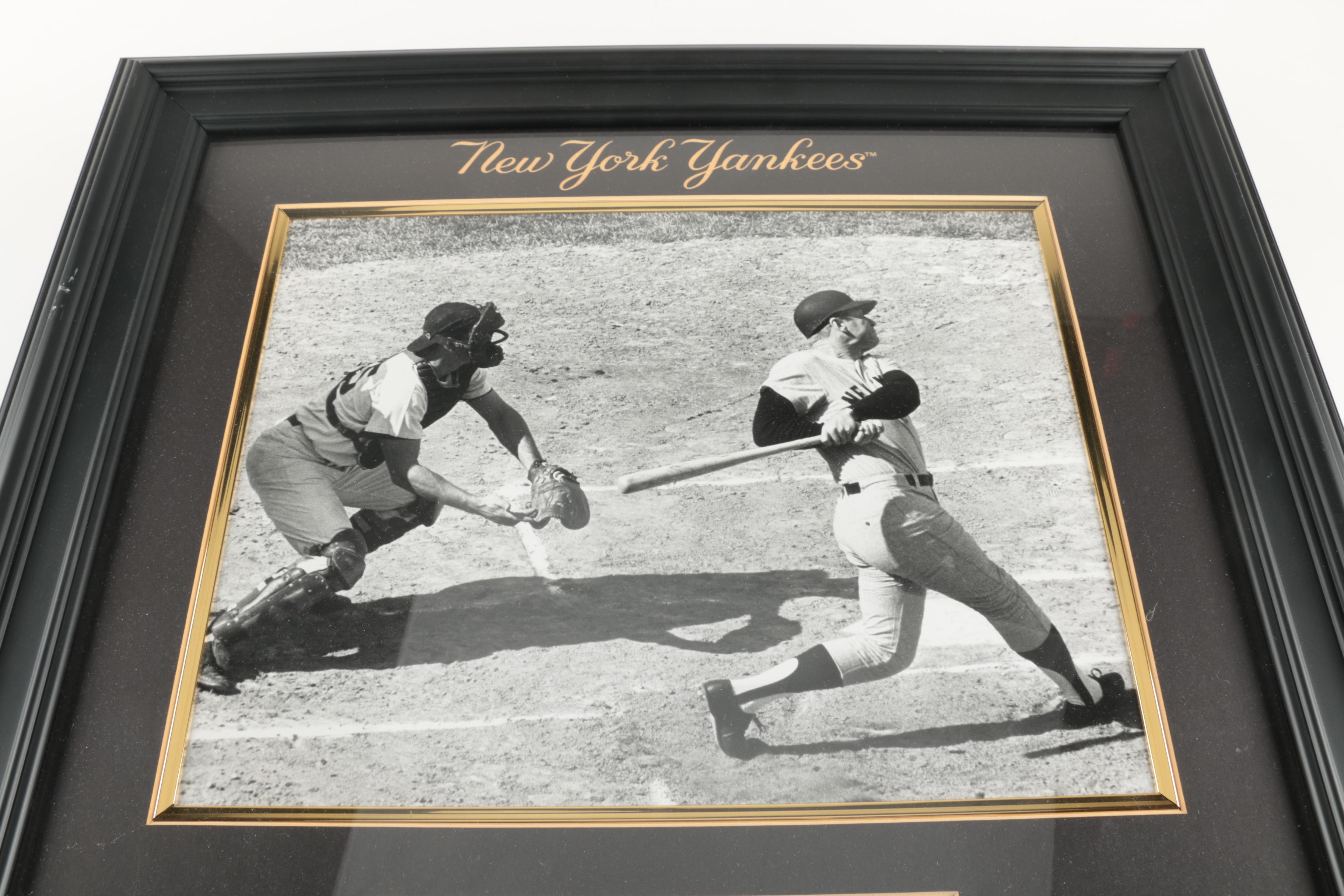 Mickey Mantle Autographed Postcard in Framed Photo Display