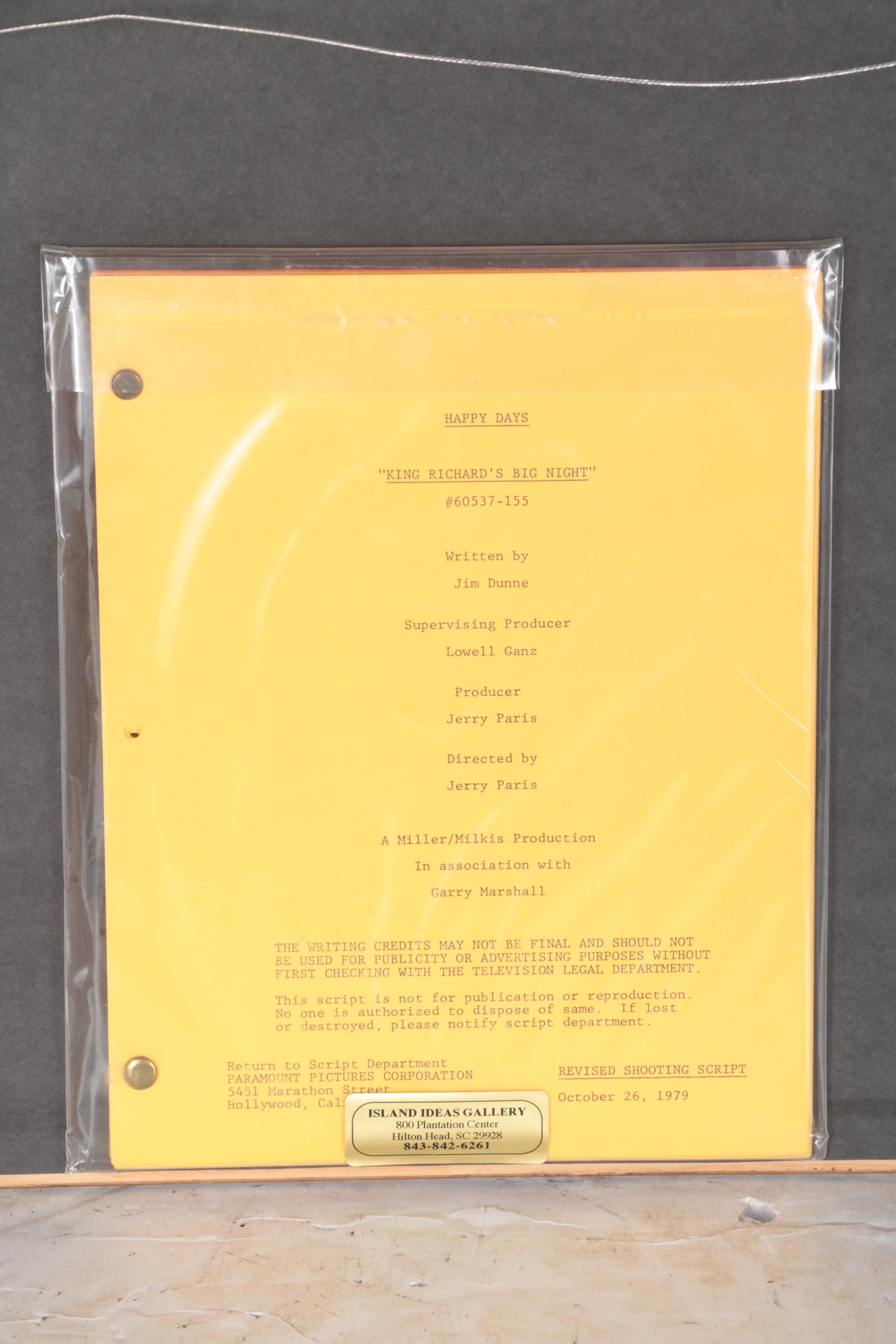 Autographed 1979 "Happy Days" Script Framed with Cast Photos