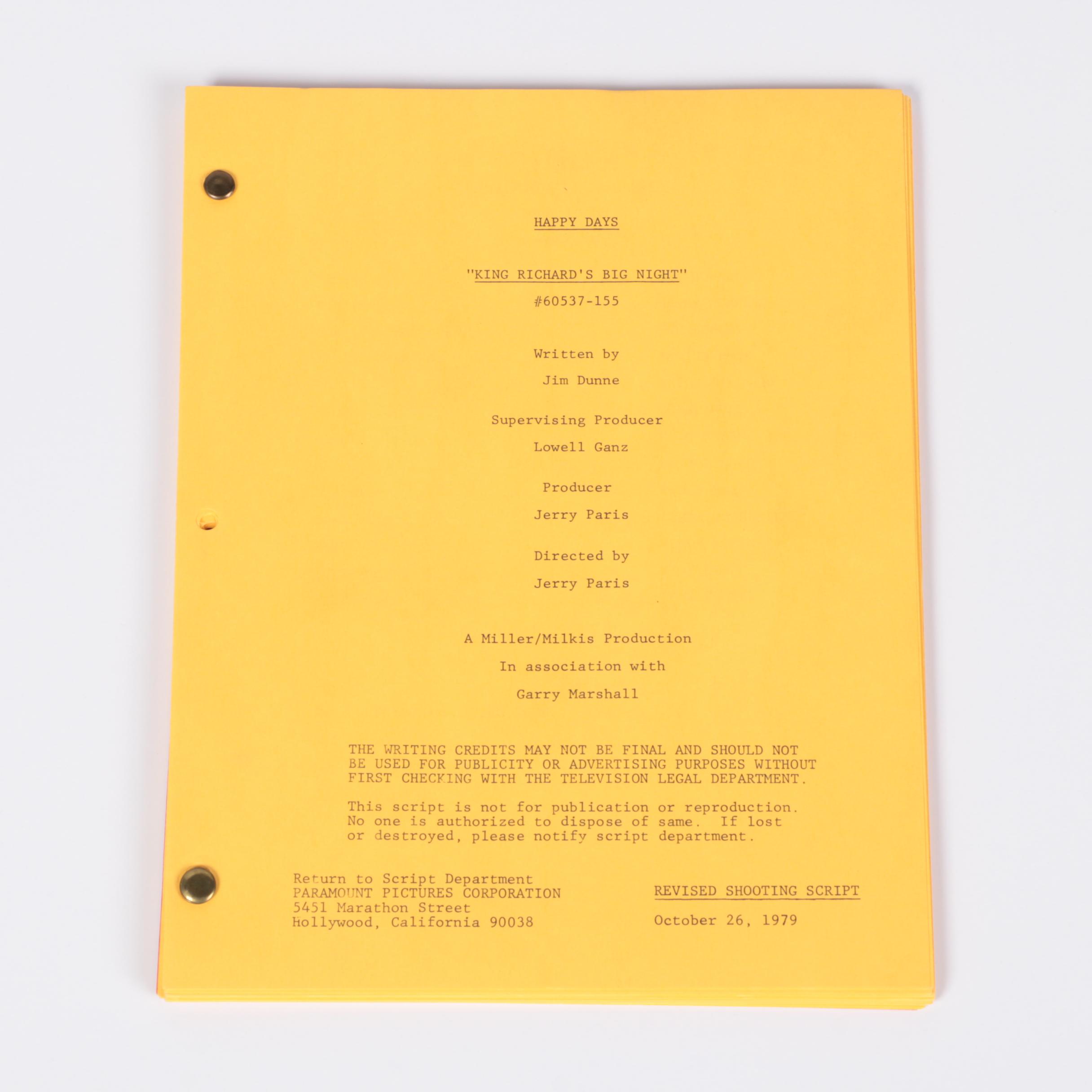 Autographed 1979 "Happy Days" Script Framed with Cast Photos