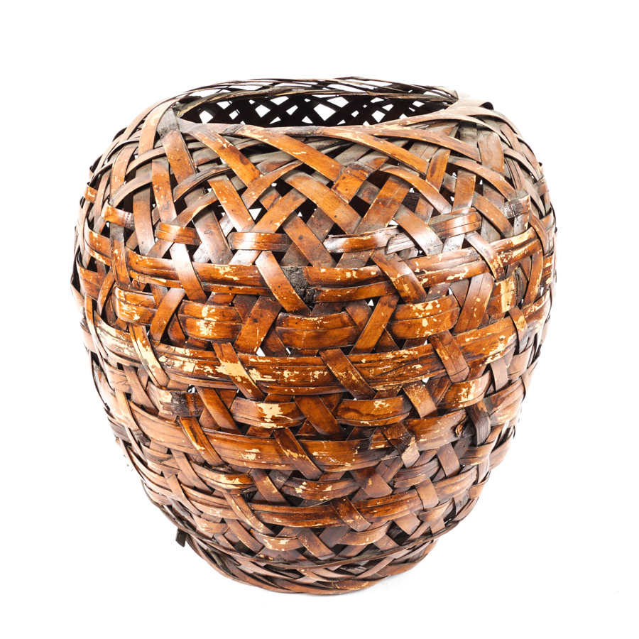 Vintage Woven Bamboo Vessel