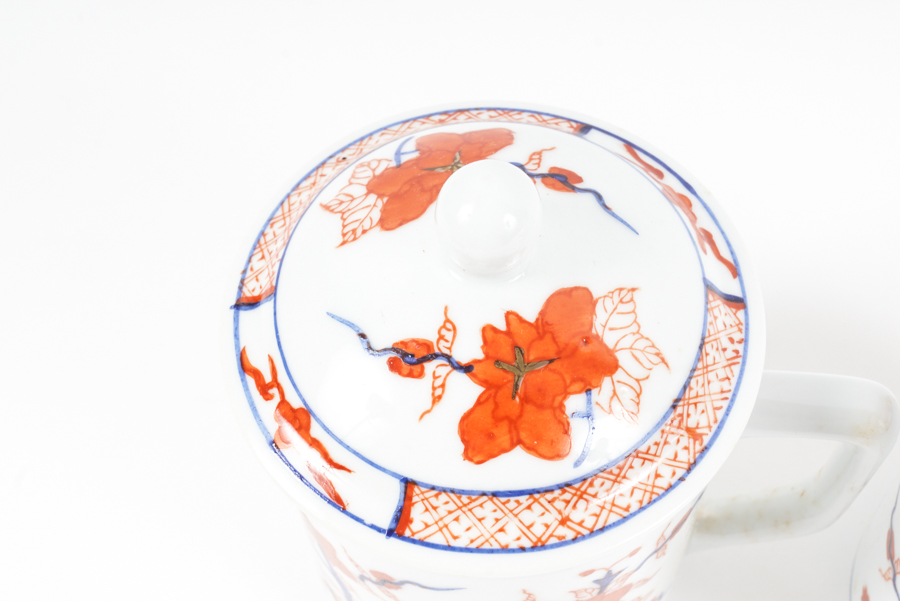 Pair of Chinese Ling Chi Lidded Mugs