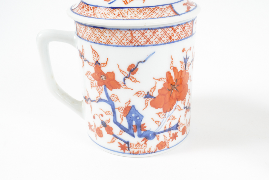 Pair of Chinese Ling Chi Lidded Mugs