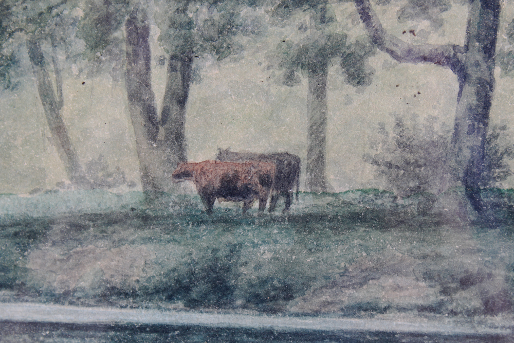 J. W. Bell Watercolor Pastoral Scene