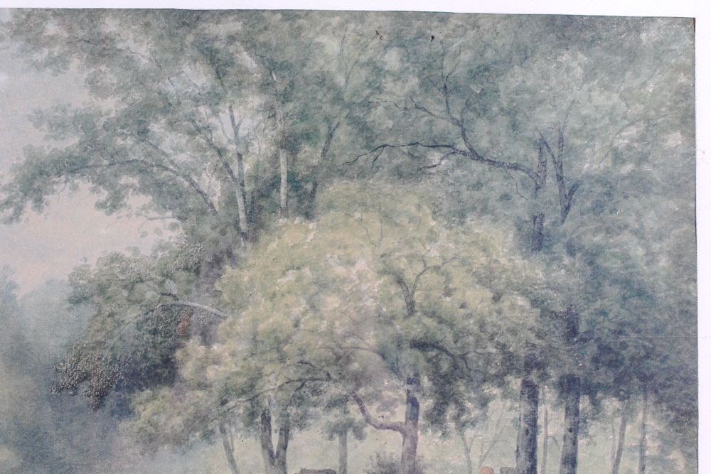 J. W. Bell Watercolor Pastoral Scene