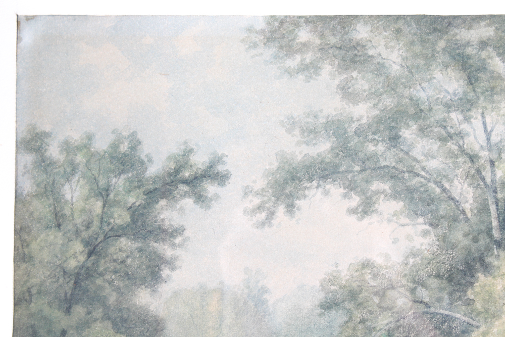 J. W. Bell Watercolor Pastoral Scene