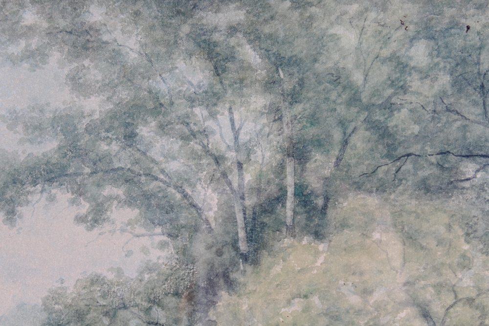 J. W. Bell Watercolor Pastoral Scene