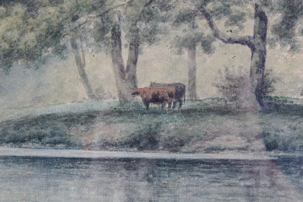 J. W. Bell Watercolor Pastoral Scene