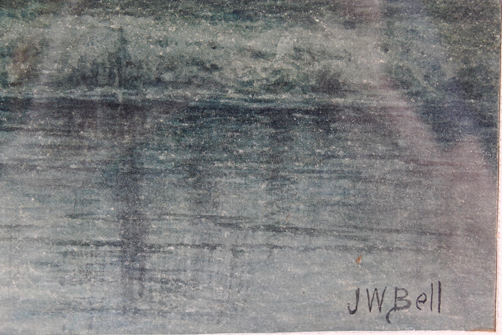 J. W. Bell Watercolor Pastoral Scene