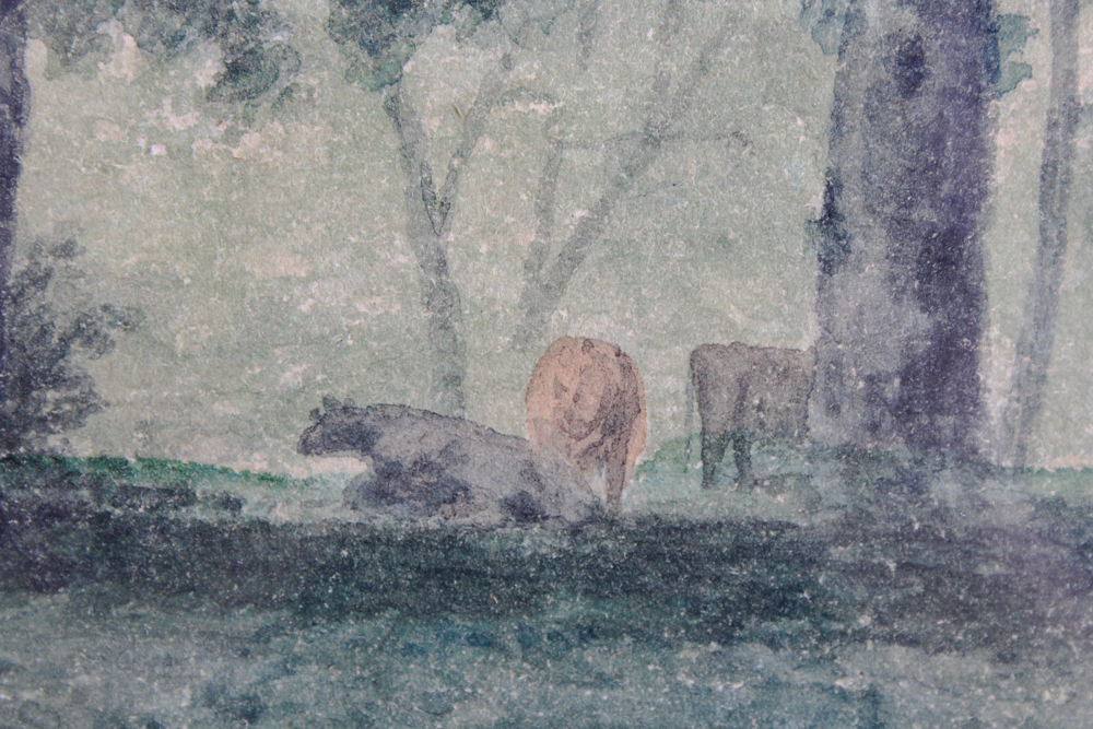 J. W. Bell Watercolor Pastoral Scene