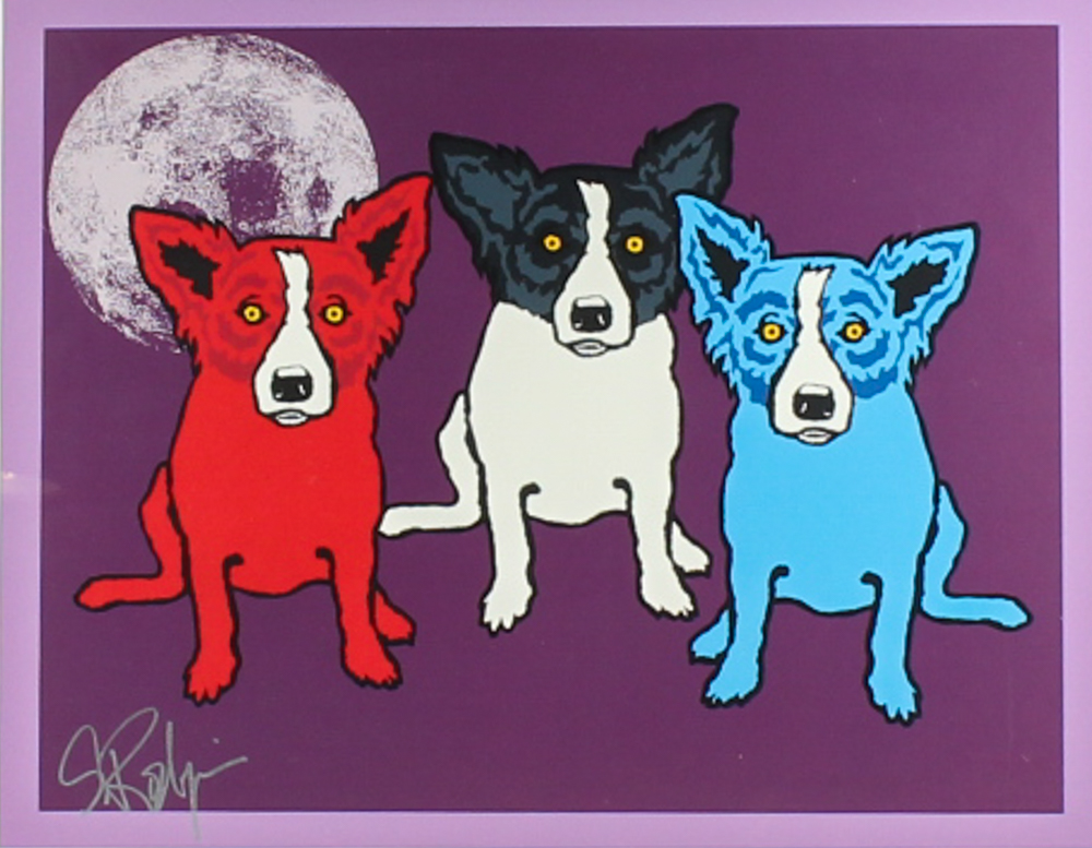 George Rodrigue Signed Serigraph "Split Personality with Moon"