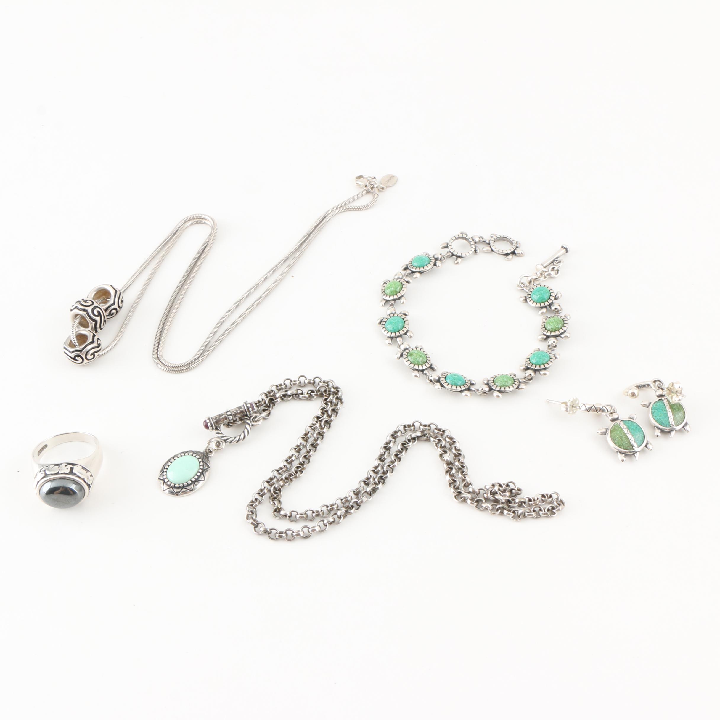 Sterling Silver Gemstone Jewelry Featuring Carolyn Pollack Turtle Demi Parure