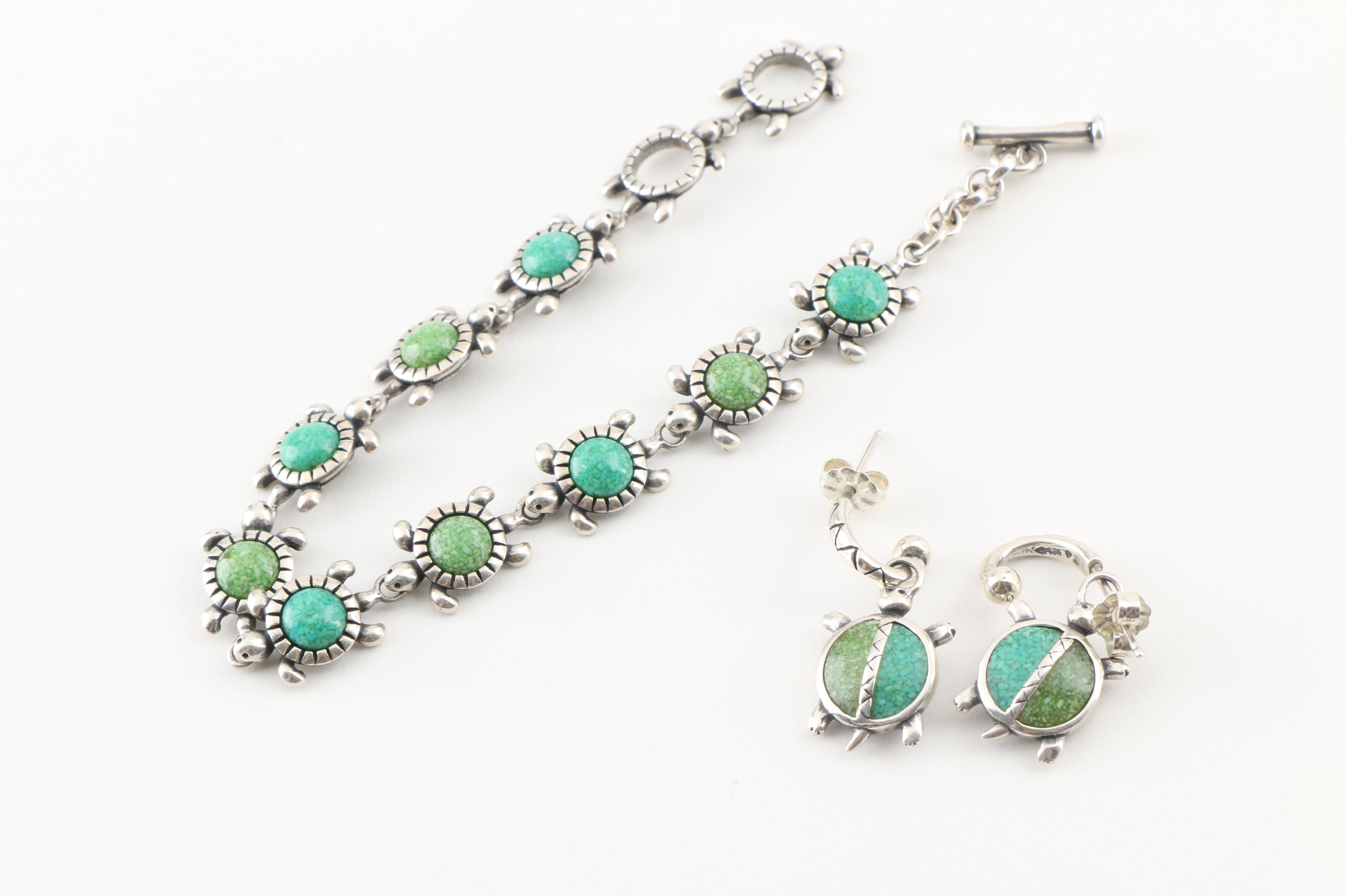 Sterling Silver Gemstone Jewelry Featuring Carolyn Pollack Turtle Demi Parure