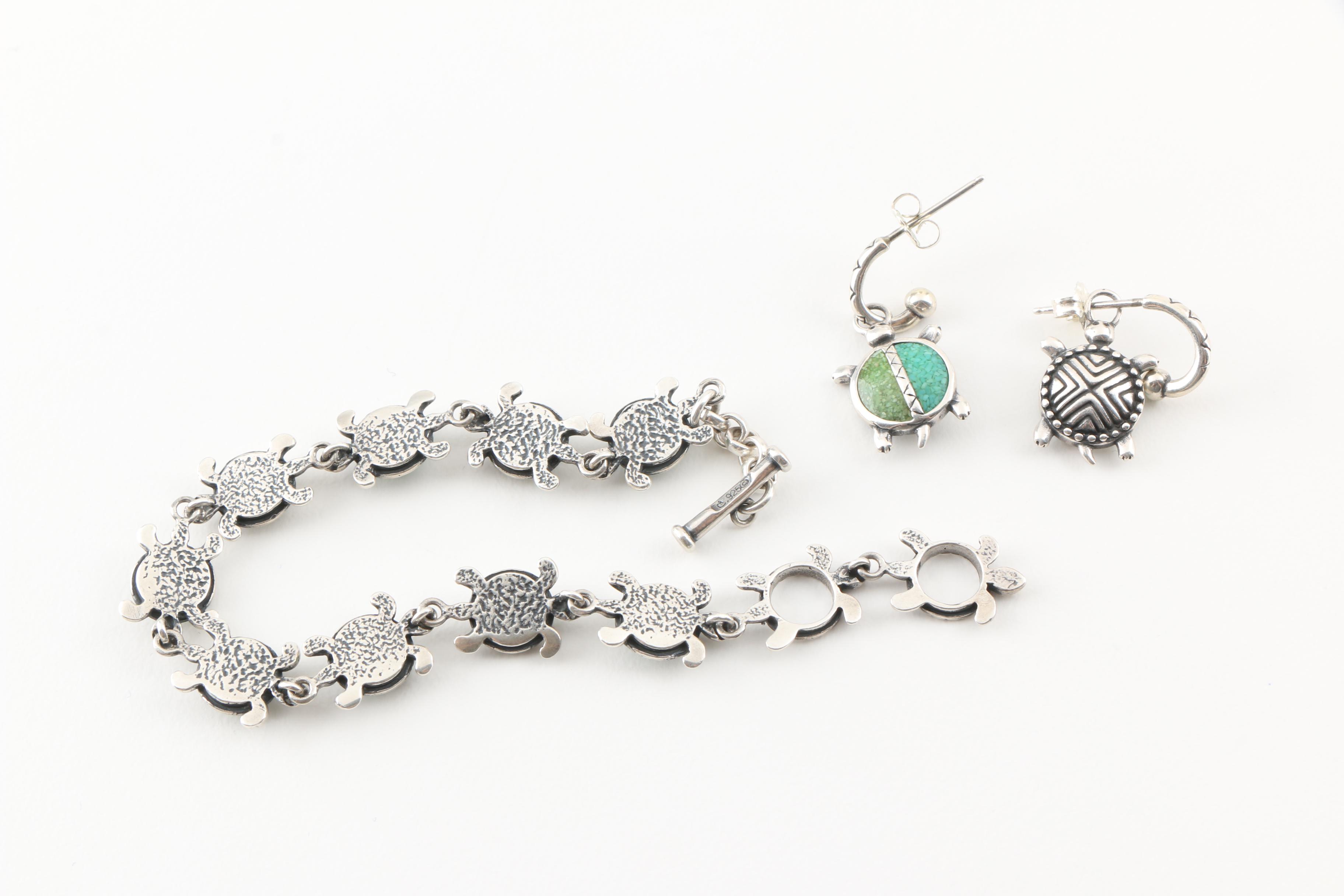 Sterling Silver Gemstone Jewelry Featuring Carolyn Pollack Turtle Demi Parure