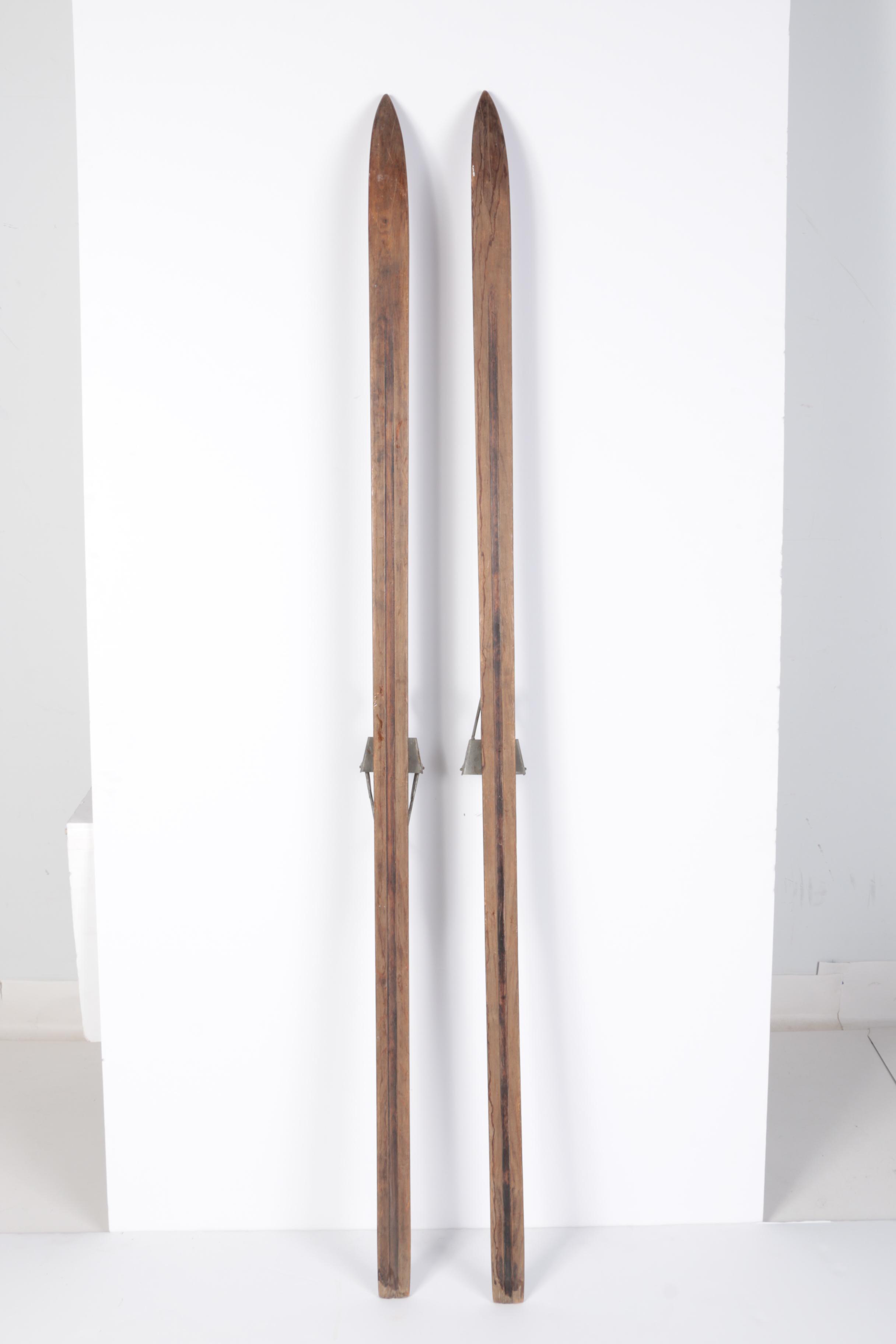 Pair of Vintage Wooden Skis
