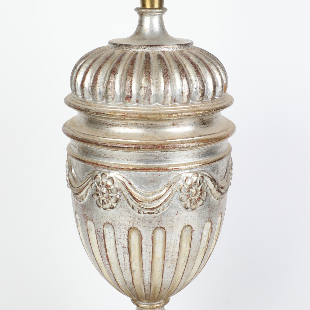 Vintage Mid-Century Marbro Lamp Company Silver Gilt Urn Lamp with Swag Detail