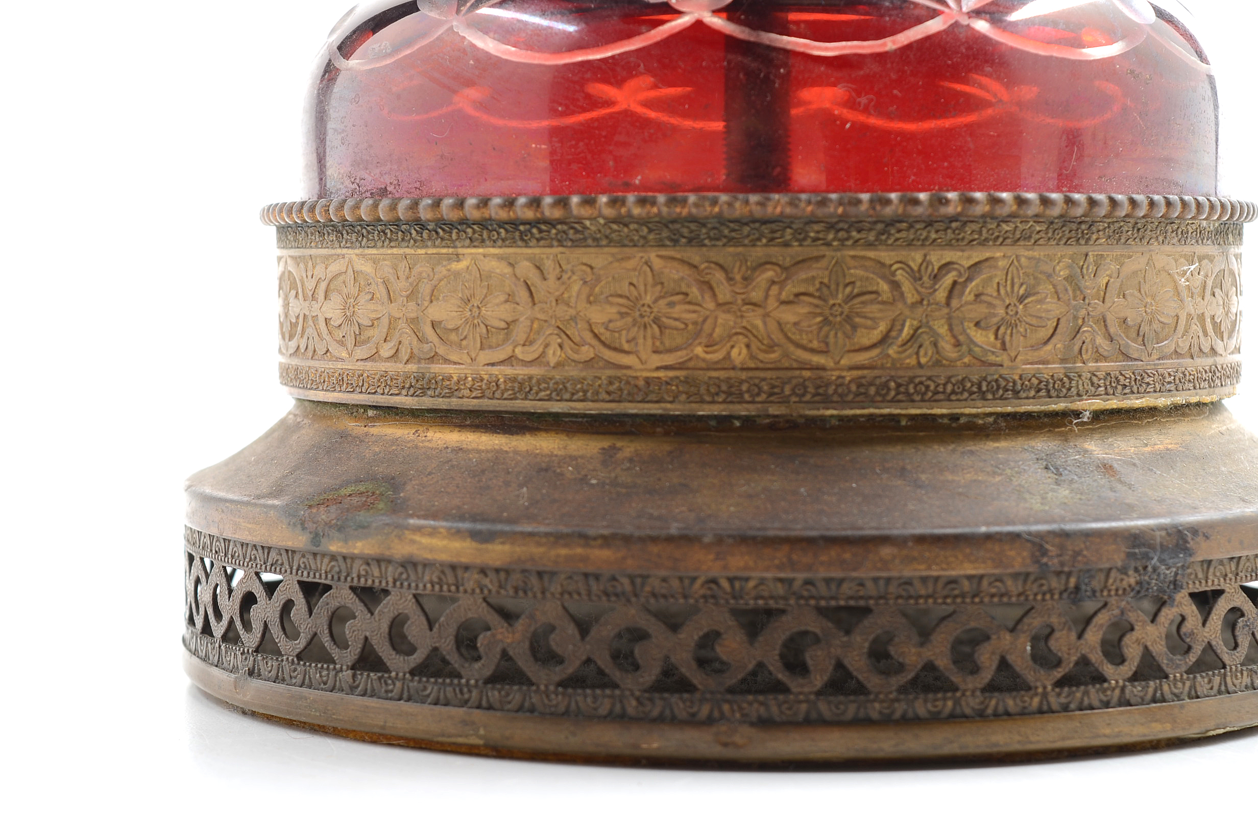 Vintage Ruby Cut to Clear Glass Table Lamps