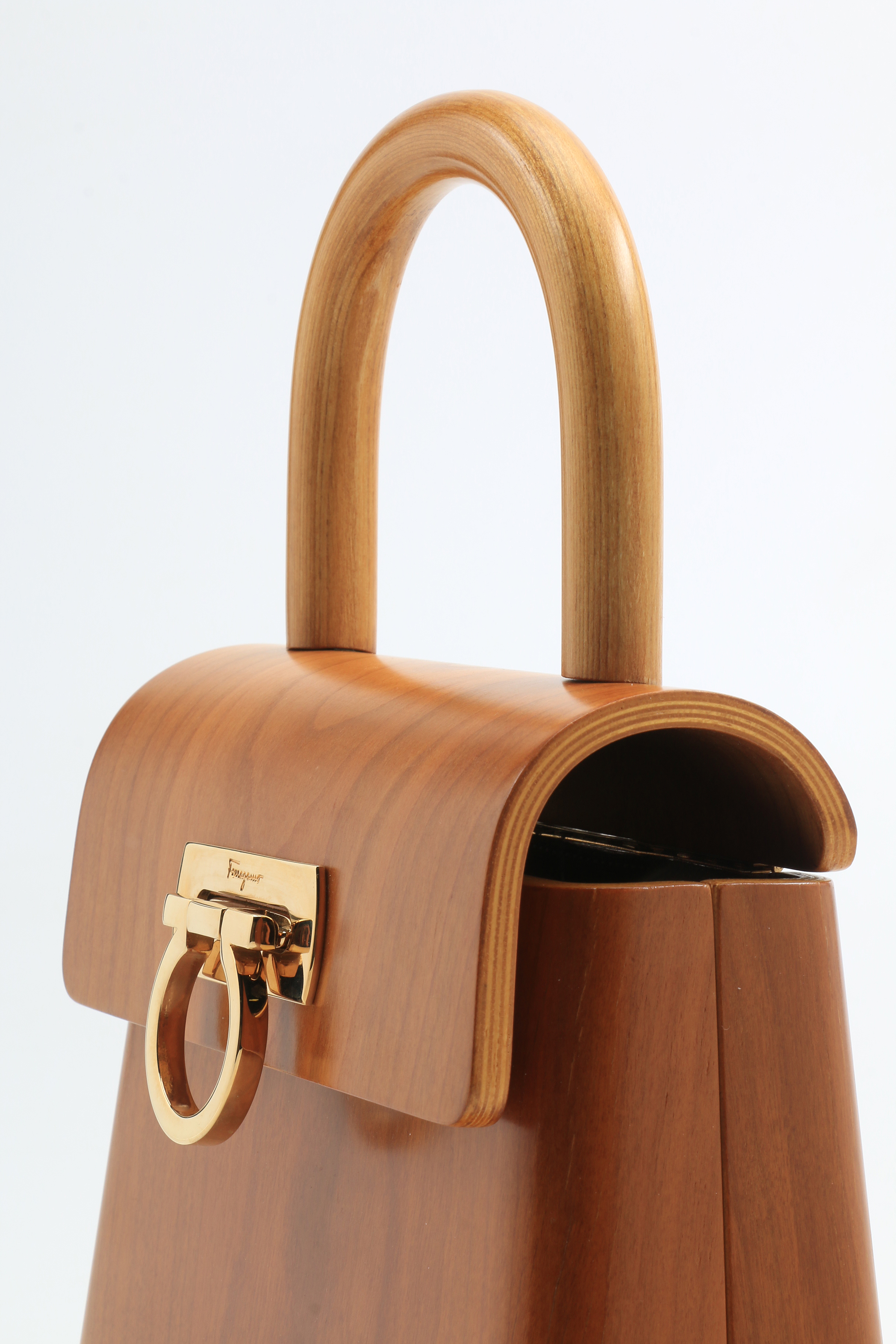 Vintage Salvatore Ferragamo Marrone "In The Wood"  Cherry Wood Handbag