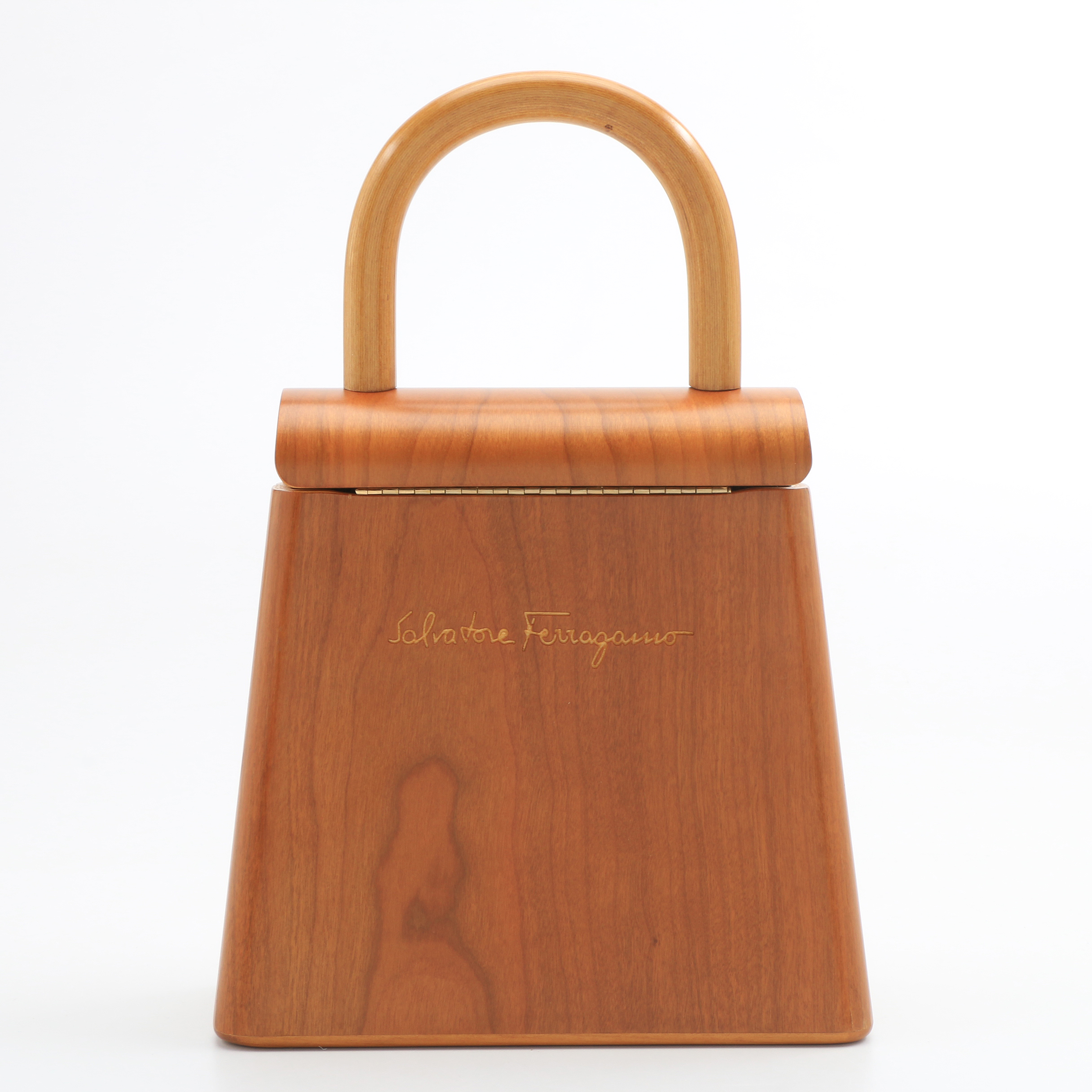 Vintage Salvatore Ferragamo Marrone "In The Wood"  Cherry Wood Handbag