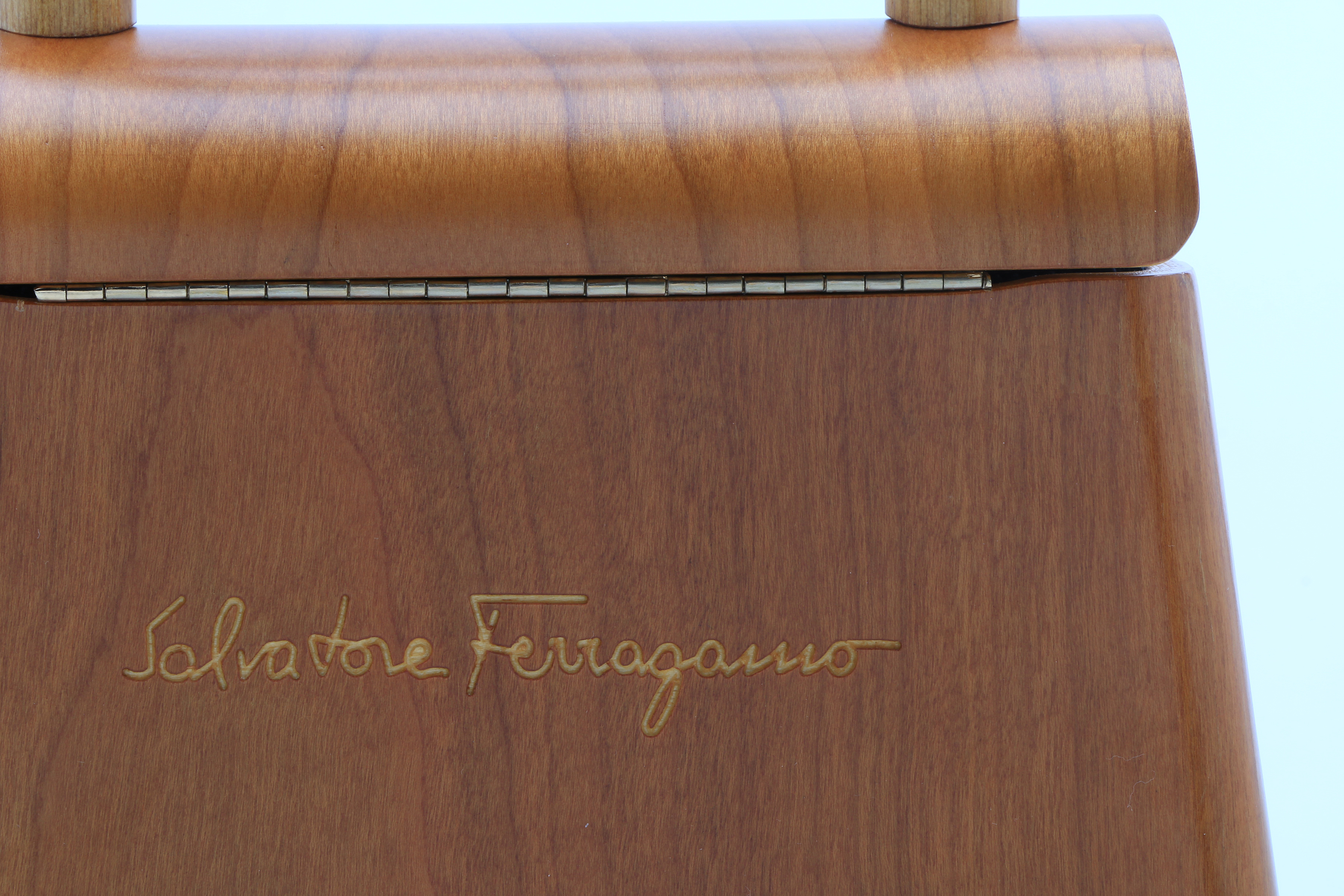 Vintage Salvatore Ferragamo Marrone "In The Wood"  Cherry Wood Handbag