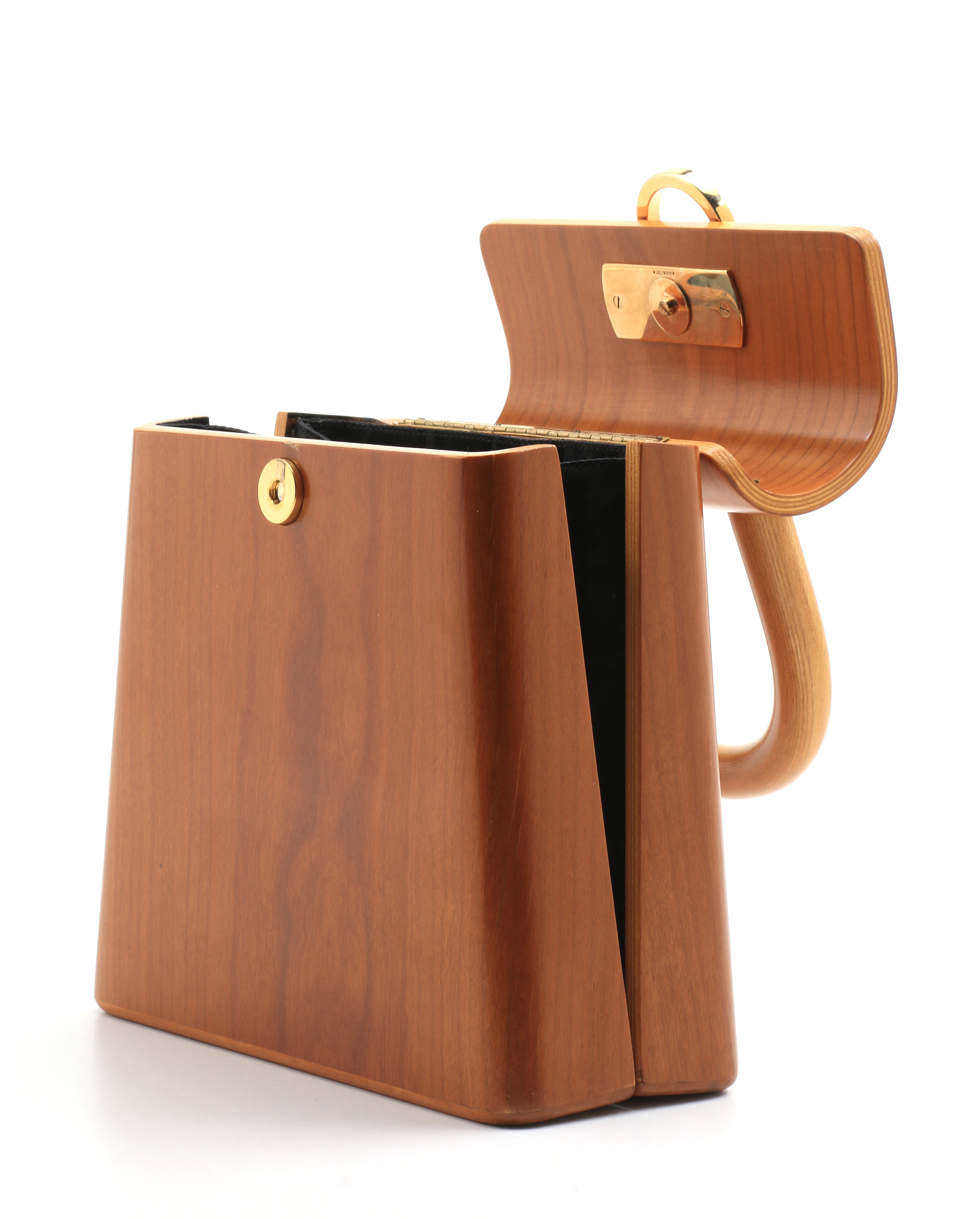 Vintage Salvatore Ferragamo Marrone "In The Wood"  Cherry Wood Handbag