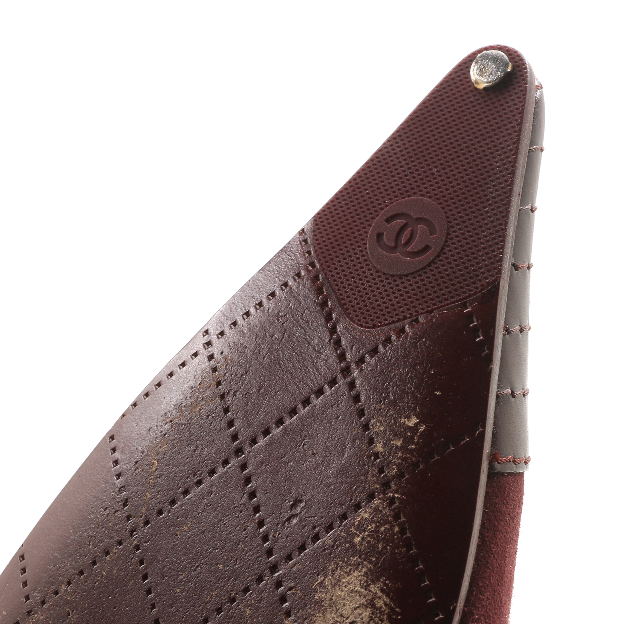 Chanel T-Strap Bordeaux Suede Spectator Pumps