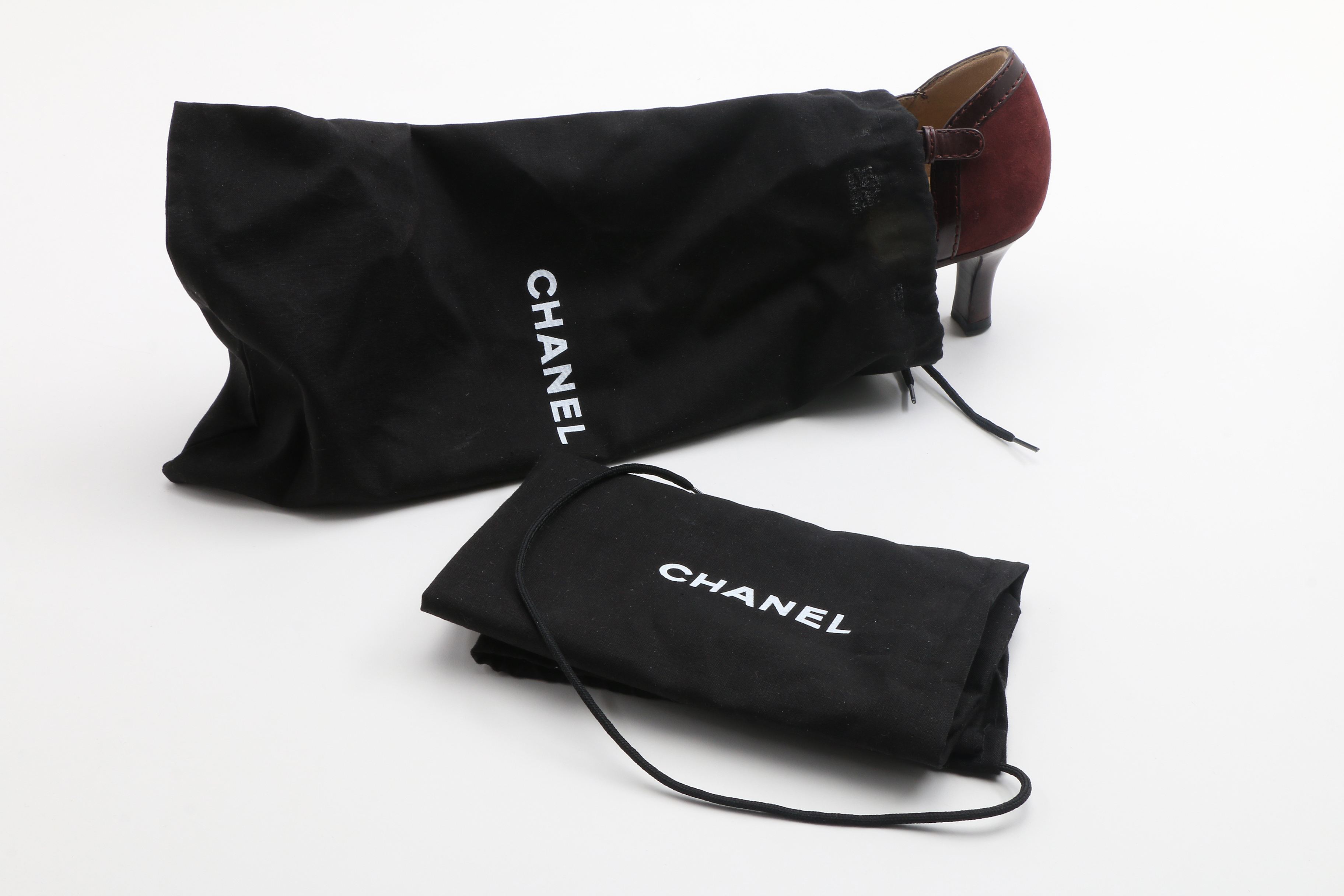 Chanel T-Strap Bordeaux Suede Spectator Pumps