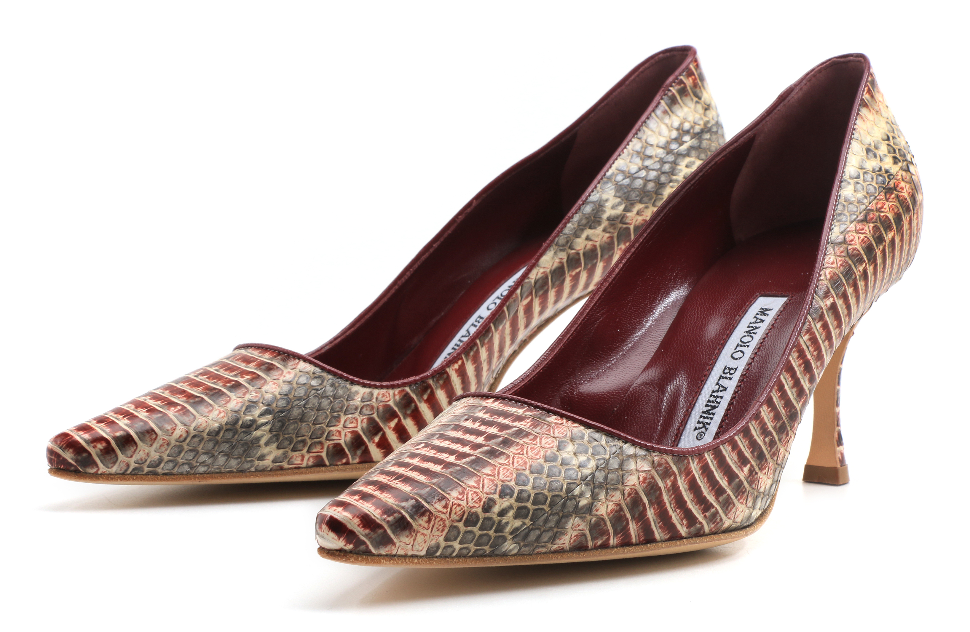 Manolo Blahnik "Newcio" Snake Skin Pump