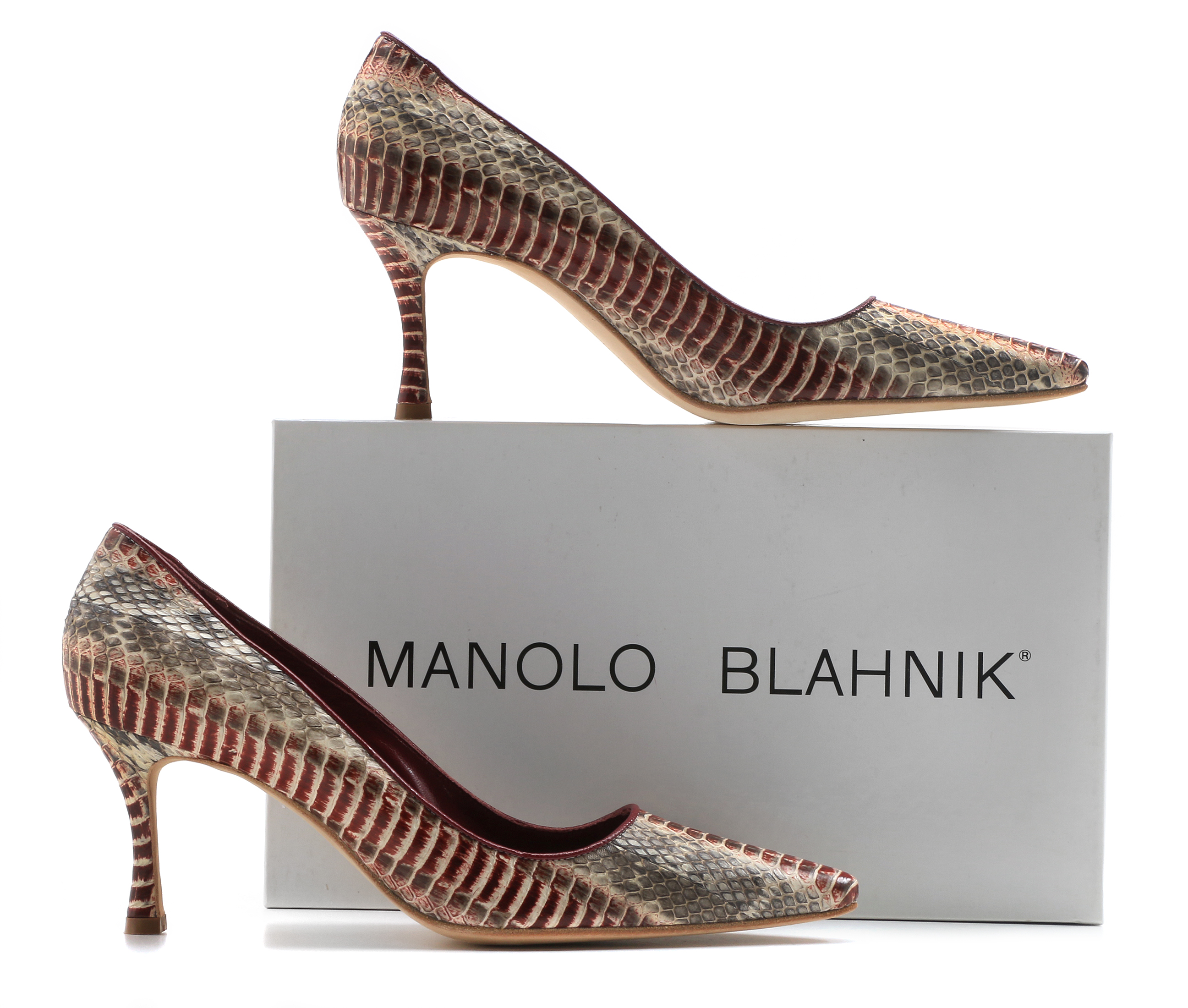 Manolo Blahnik "Newcio" Snake Skin Pump