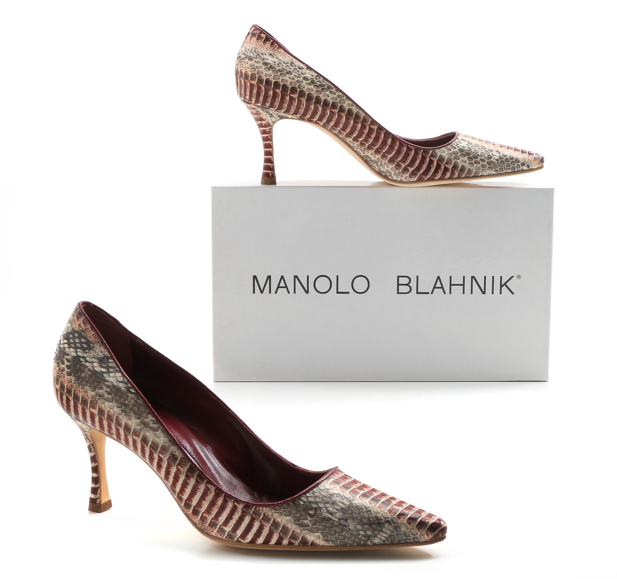 Manolo Blahnik "Newcio" Snake Skin Pump