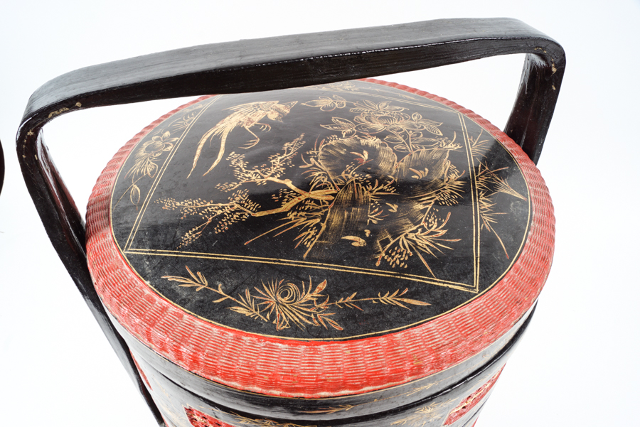 Lacquered Stacking Chinese Wedding Basket