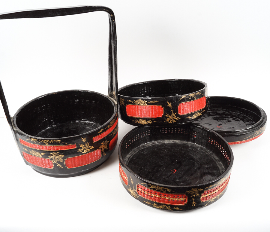 Lacquered Stacking Chinese Wedding Basket