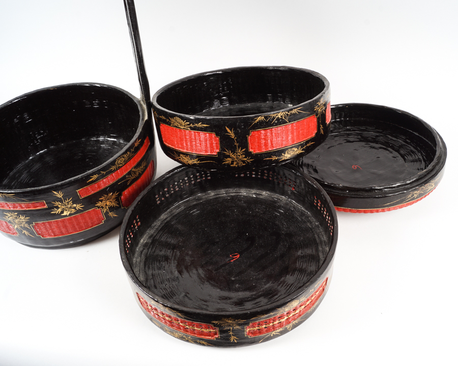 Lacquered Stacking Chinese Wedding Basket